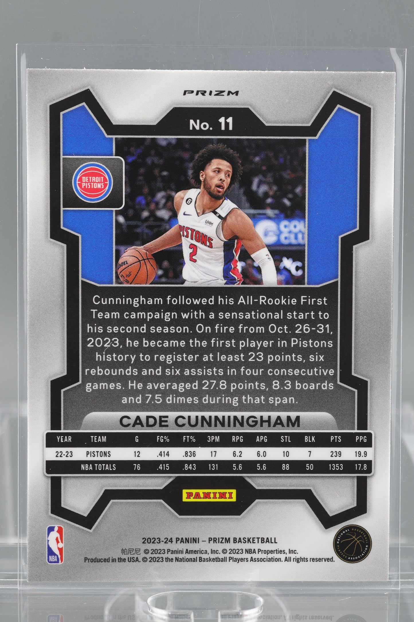 Cade Cunningham 2023-24 Panini Prizm Green  #11        Detroit Pistons