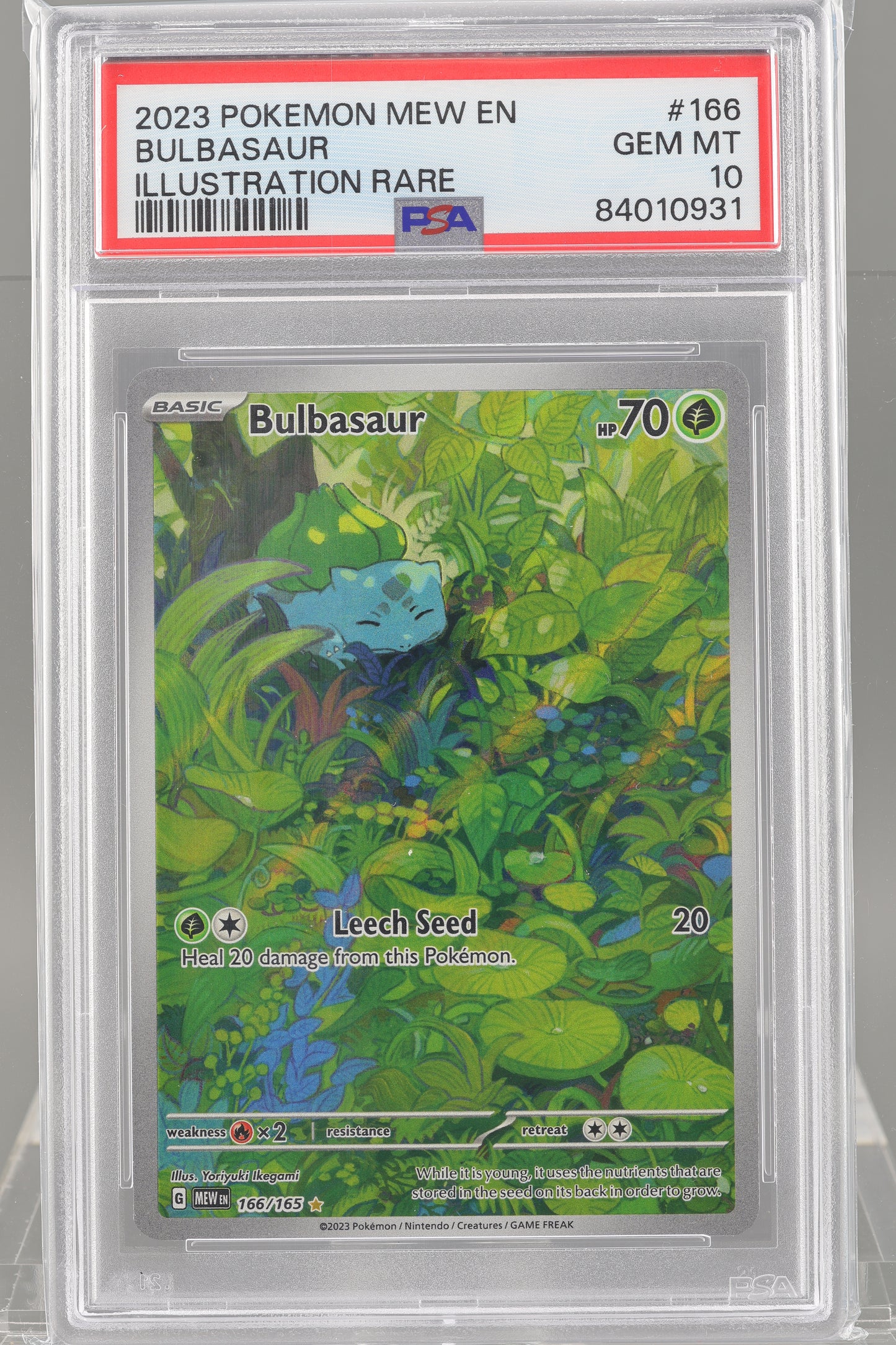 Bulbasaur 2023  Scarlet & Violet 151 MEW EN #166    PSA 10  Illustration Rare