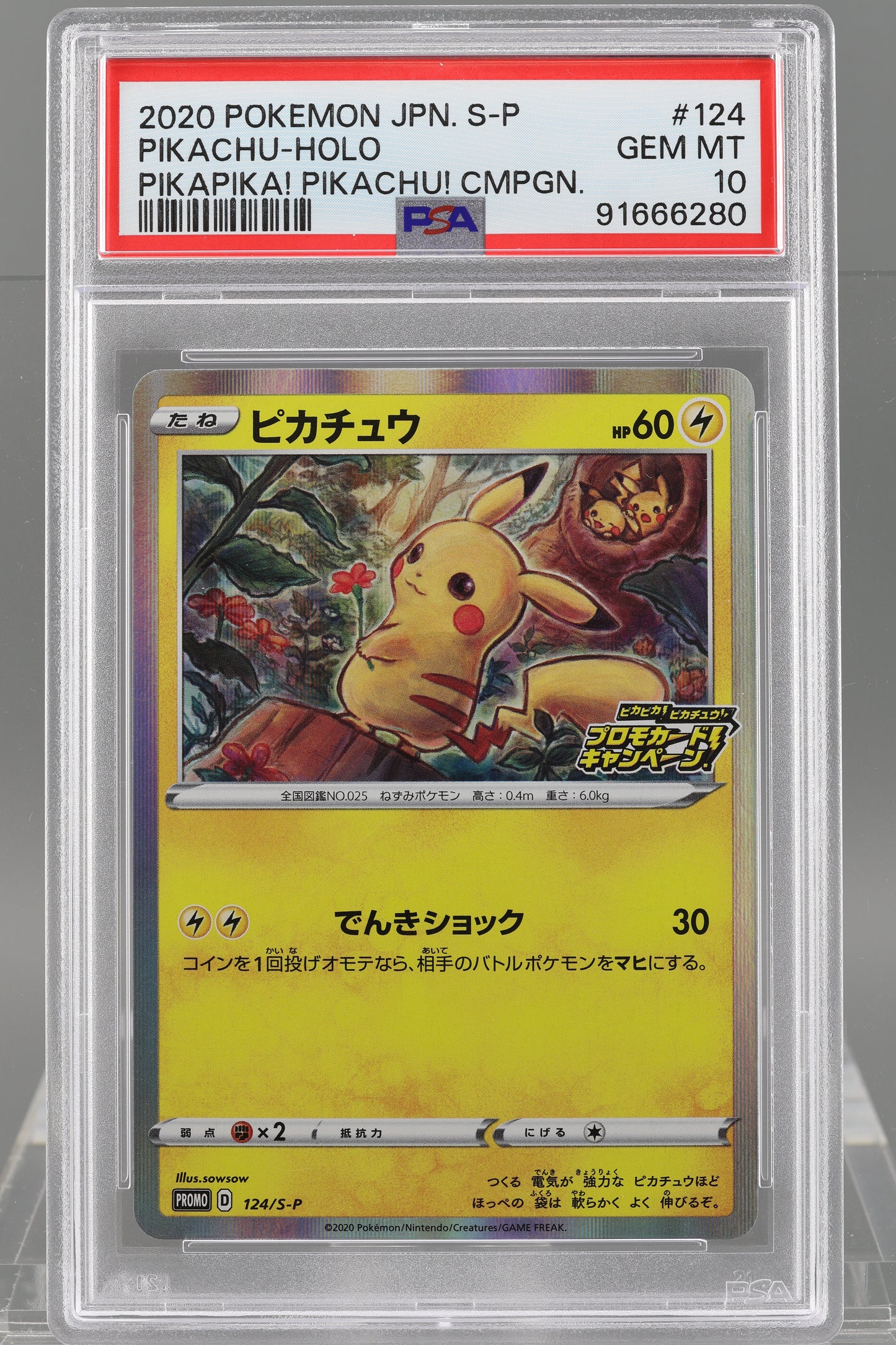 Pikachu 2020 Pokemon PikaPika! Pikachu! Campaign #124    PSA 10  Holo