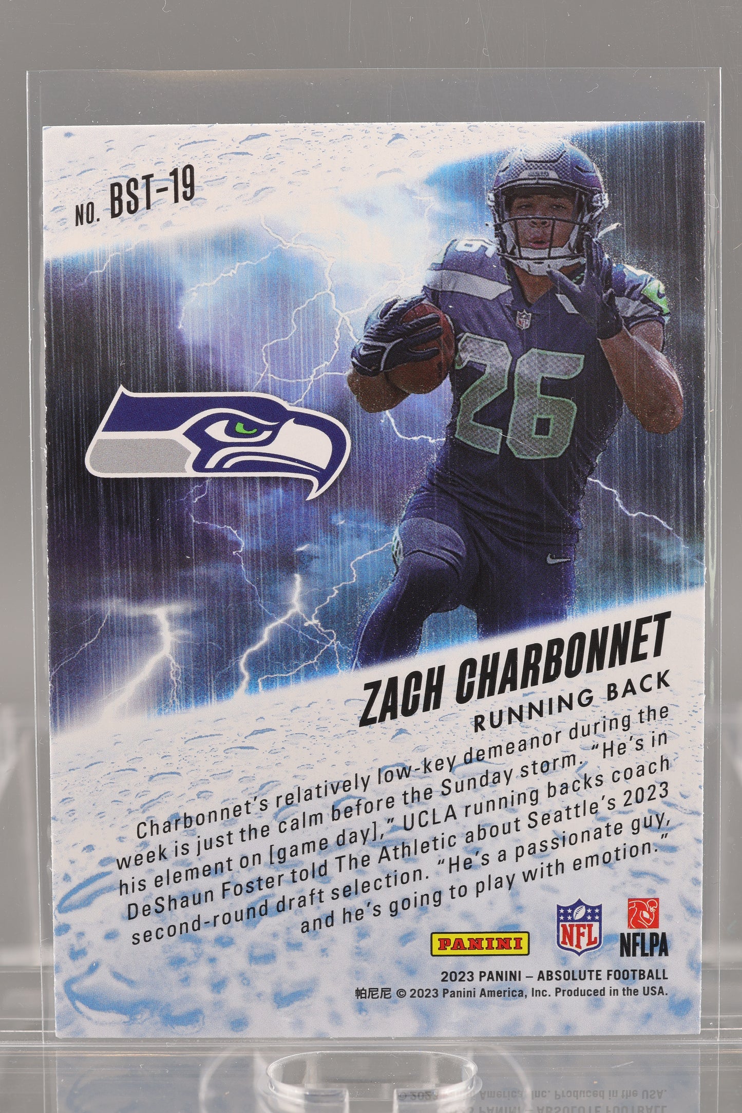 Zach Charbonnet 2023 Panini Absolute By Storm  #BST-19       Rookie Card RC Seattle Seahawks