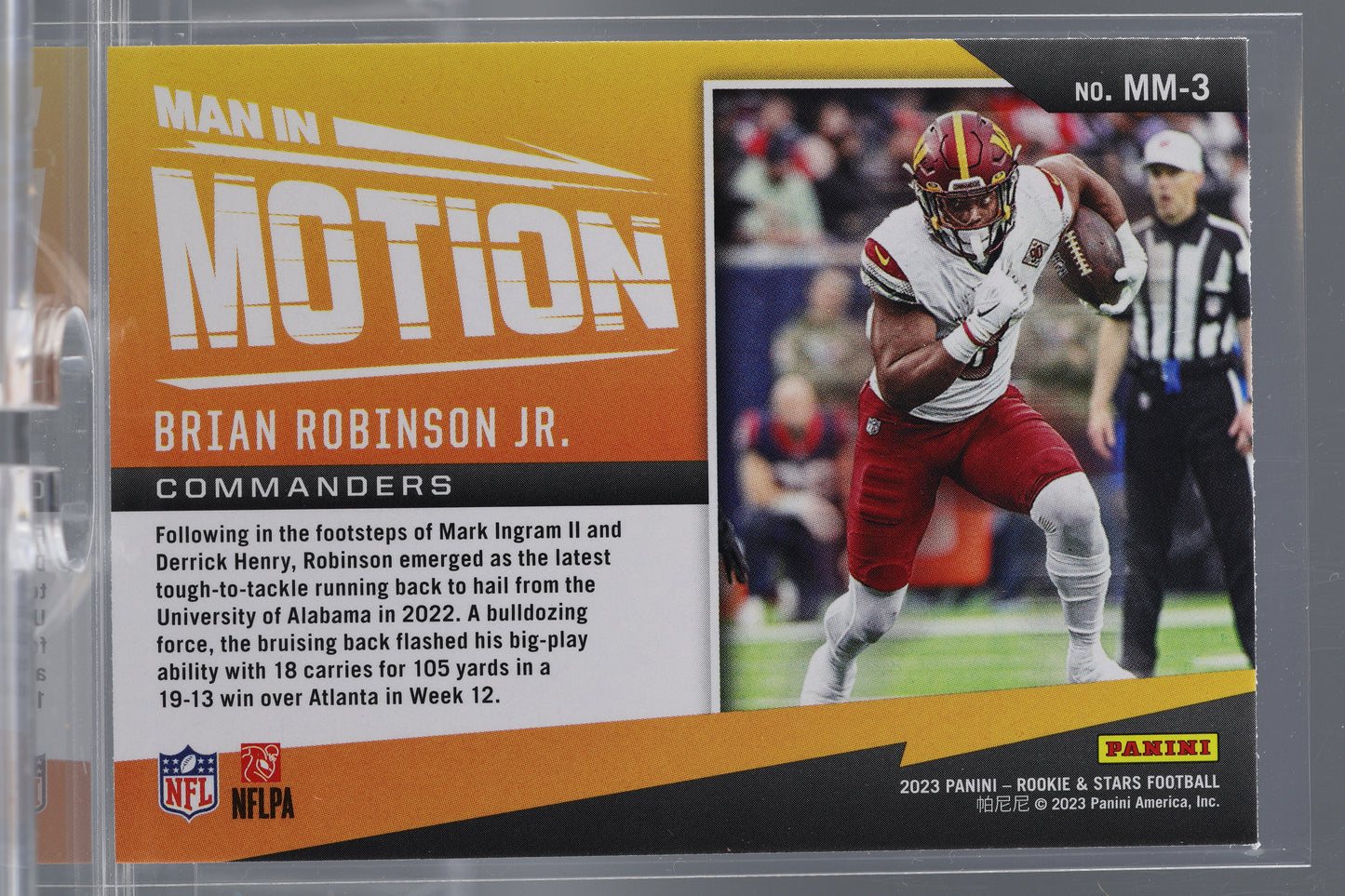 Brian Robinson Jr. 2023 Panini Rookies & Stars Man In Motion  #MM-3        Washington Commanders