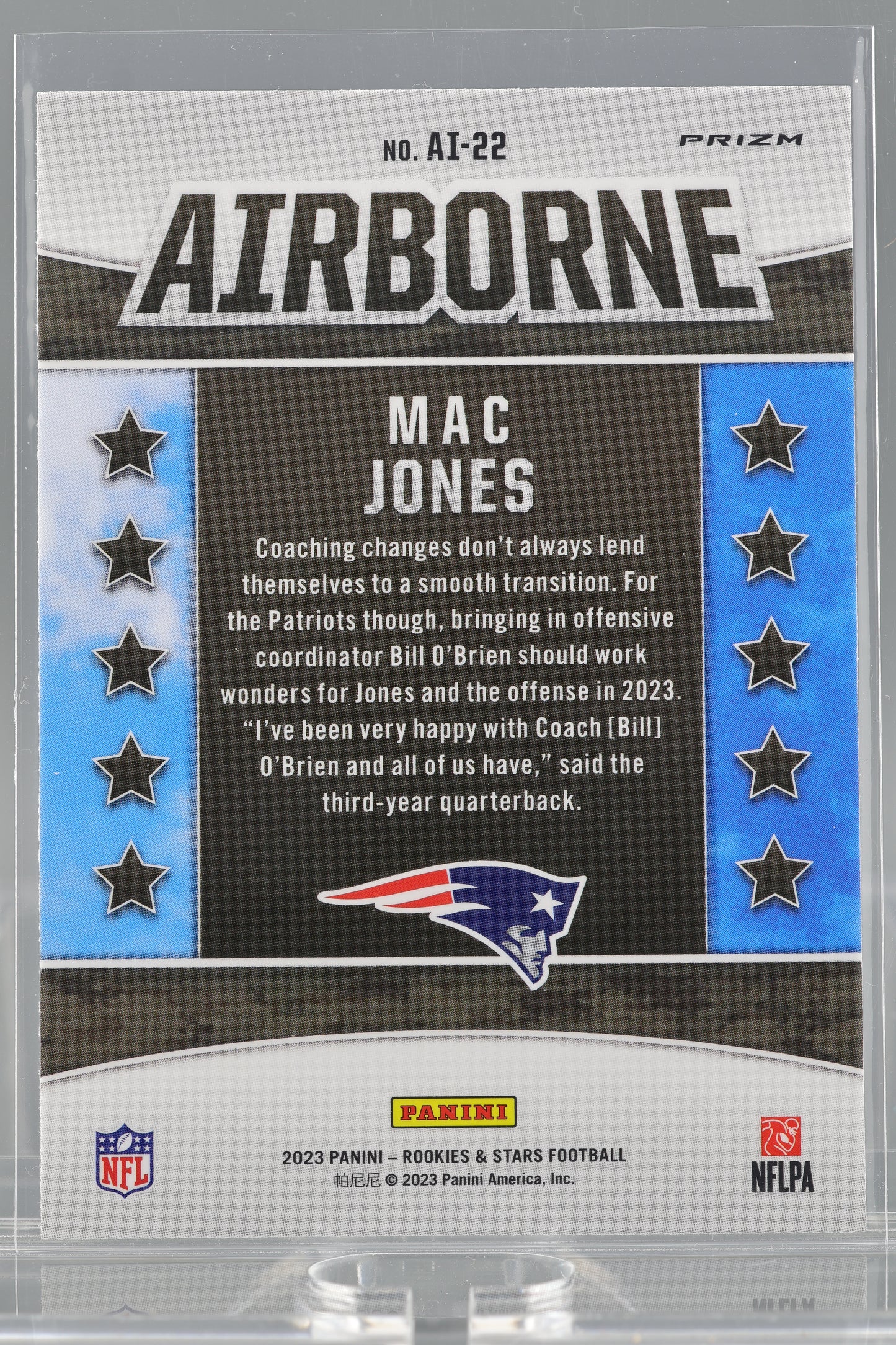 Mac Jones 2023 Panini Rookies & Stars Airborne  #AI-22        New England Patriots