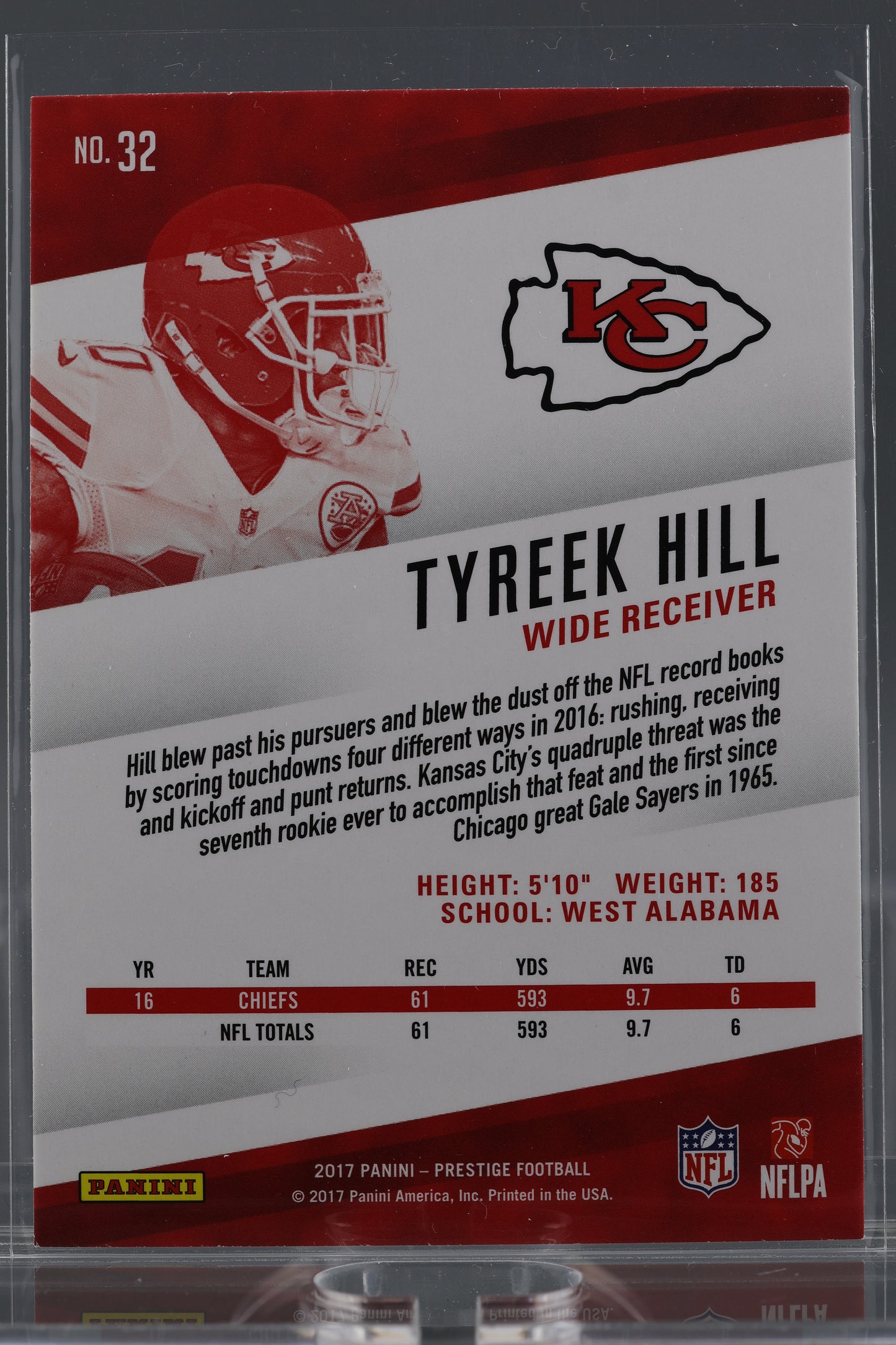 Tyreek Hill 2017 Panini Prestige  #32        Kansas City Chiefs