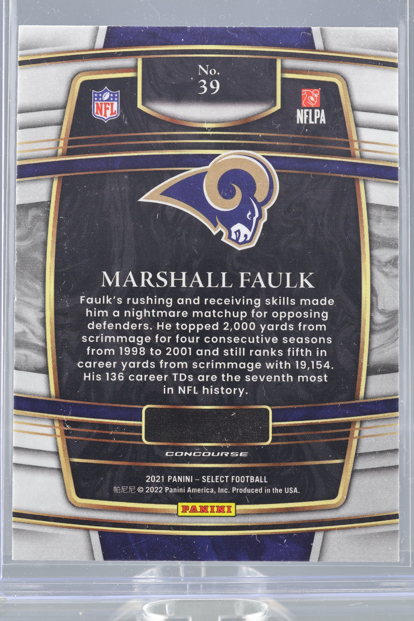 Marshall Faulk 2021 Panini Select  #39        St. Louis Rams