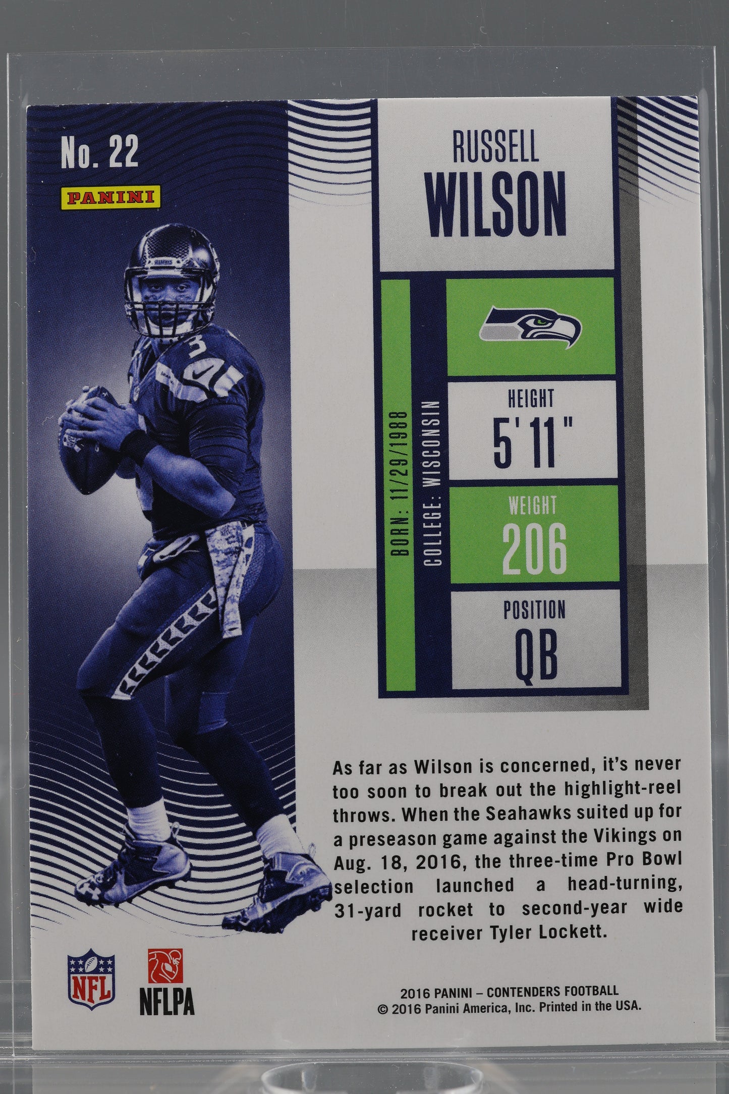 Russell Wilson 2016 Panini Contenders Season Ticket  #22        Seattle Seahawks