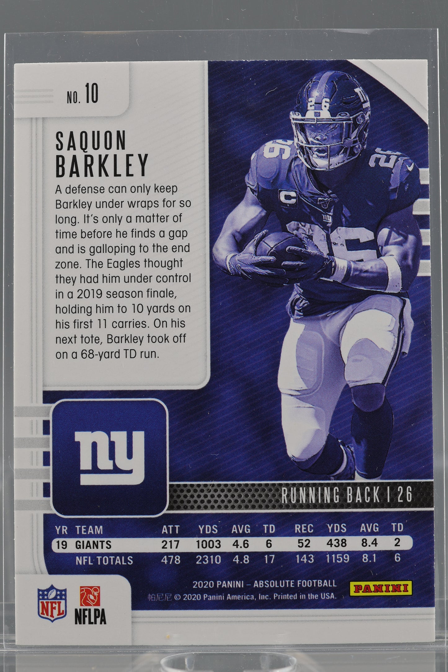 Saquon Barkley 2020 Panini Absolute Green  #10        New York Giants