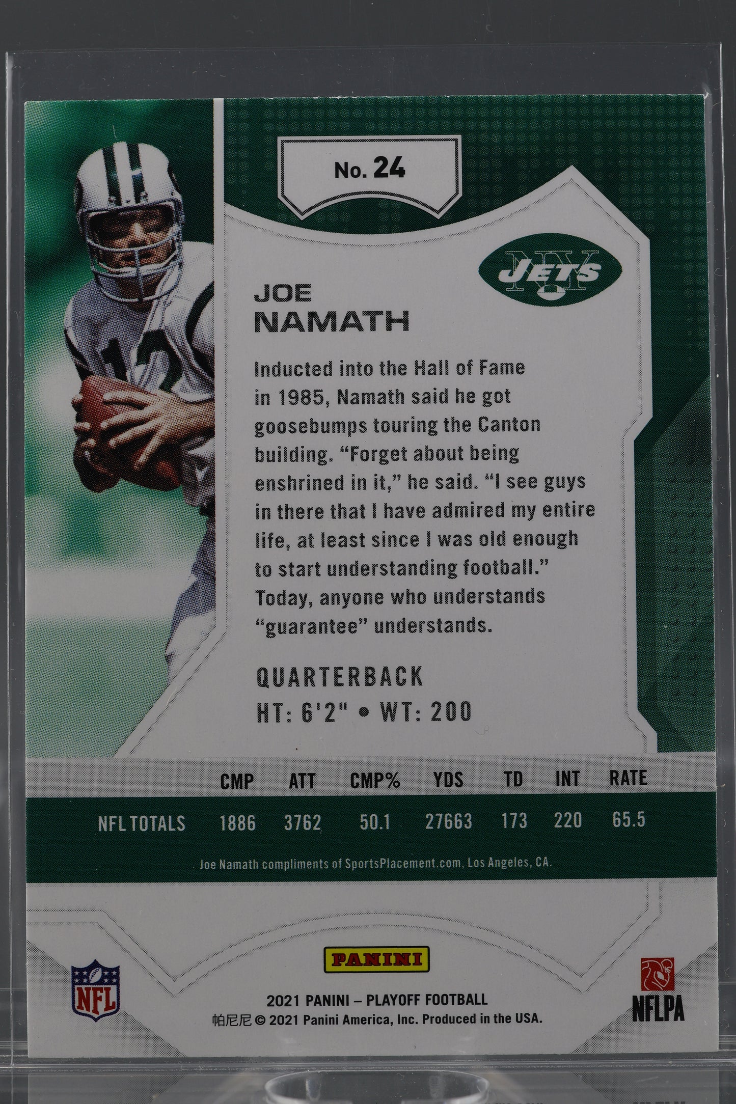 Joe Namath 2021 Panini Playoff  #24        New York Jets