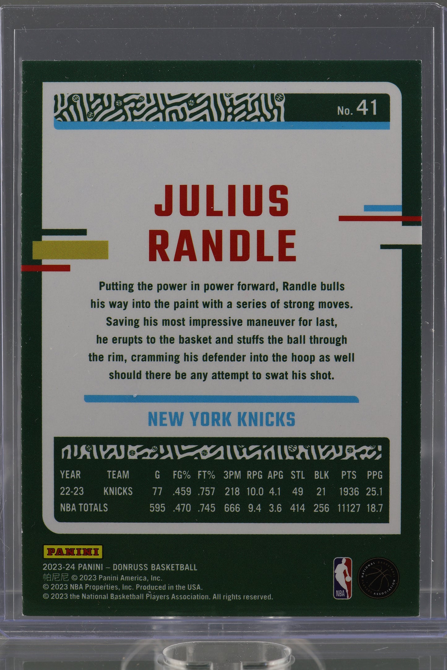 Julius Randle 2023 Donruss Green Laser Holo  #41        New York Knicks