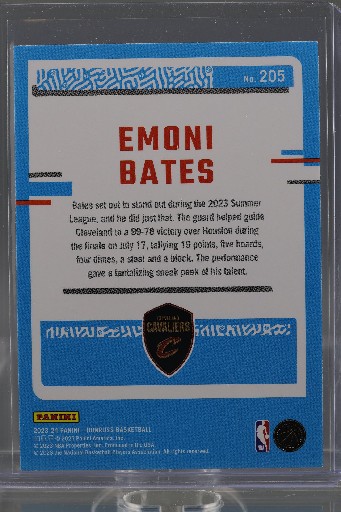 Emoni Bates 2023 Donruss Green Laser Holo  #205      Rated Rookie RC Cleveland Cavaliers