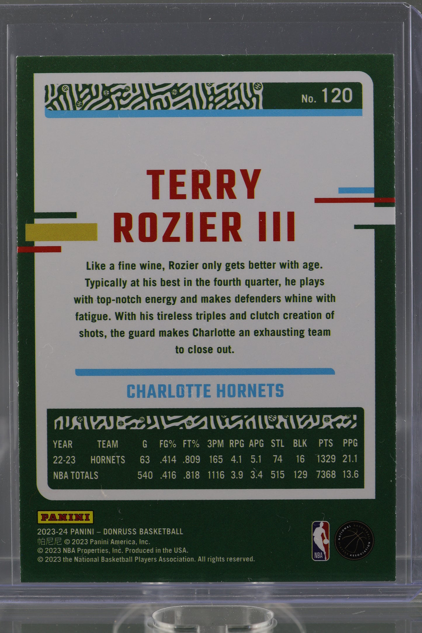 Terry Rozier III 2023 Donruss Green Laser Holo  #120        Charlotte Hornets