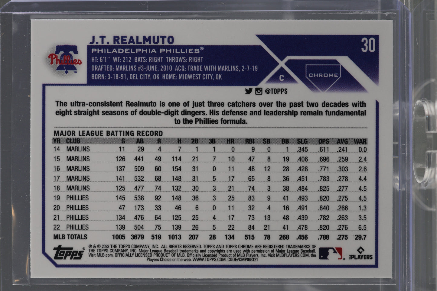 J.T. Realmuto 2023 Topps Chrome  #30        Philadelphia Phillies