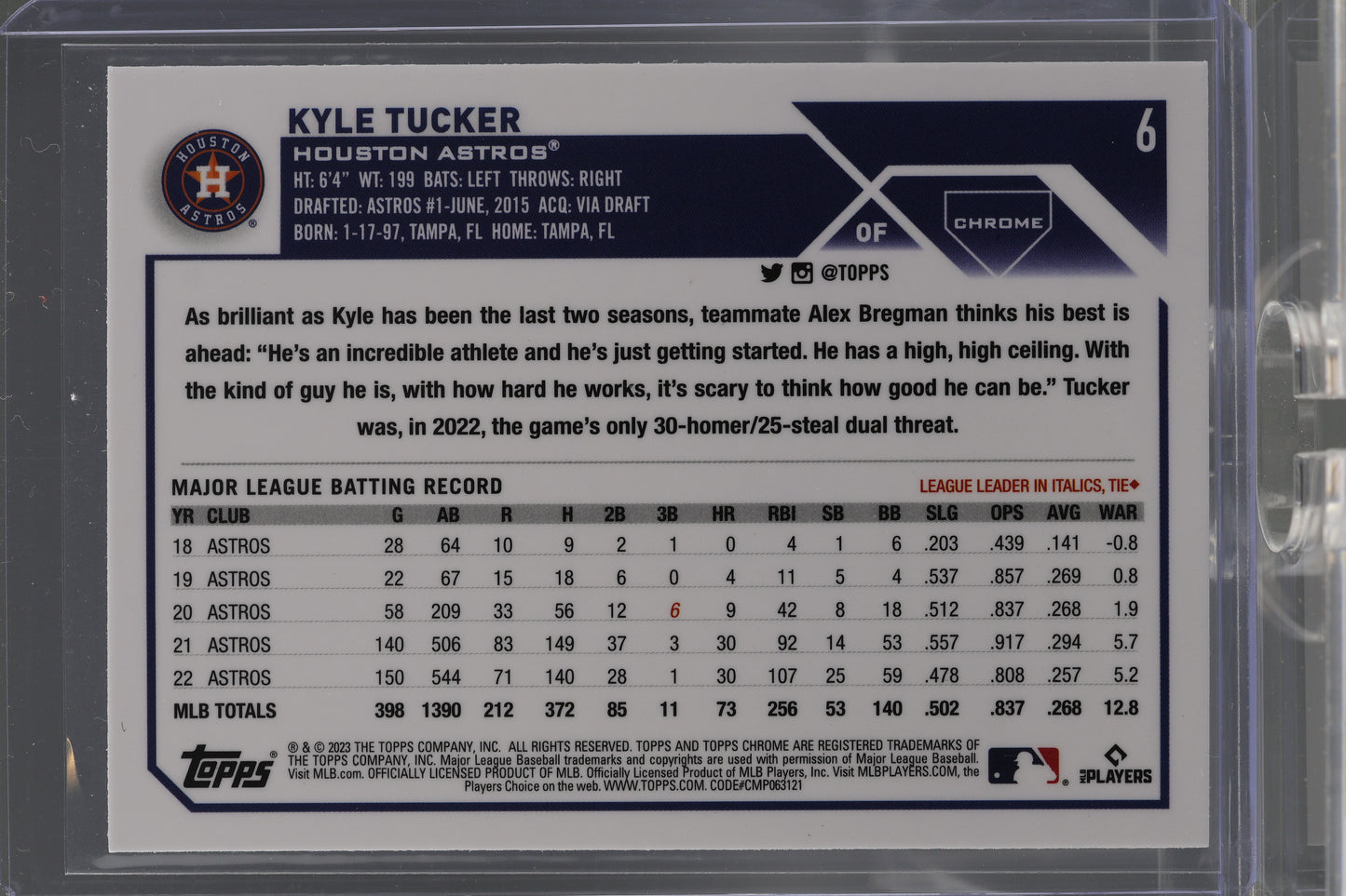 Kyle Tucker 2023 Topps Chrome X-Fractor Refractor #6        Houston Astros