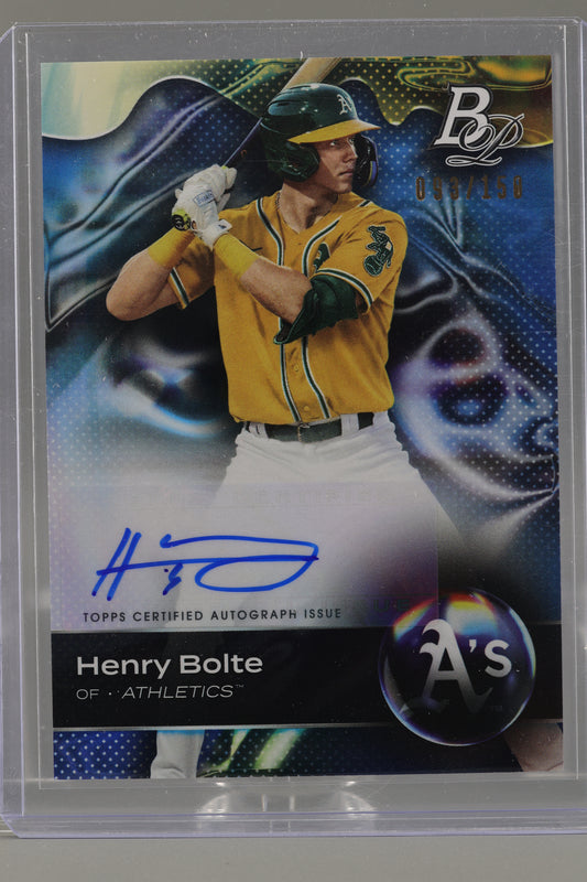 Henry Bolte 2023 Bowman Platinum Top Prospects Autographs  #TOP-30   Blue /150    Oakland Athletics