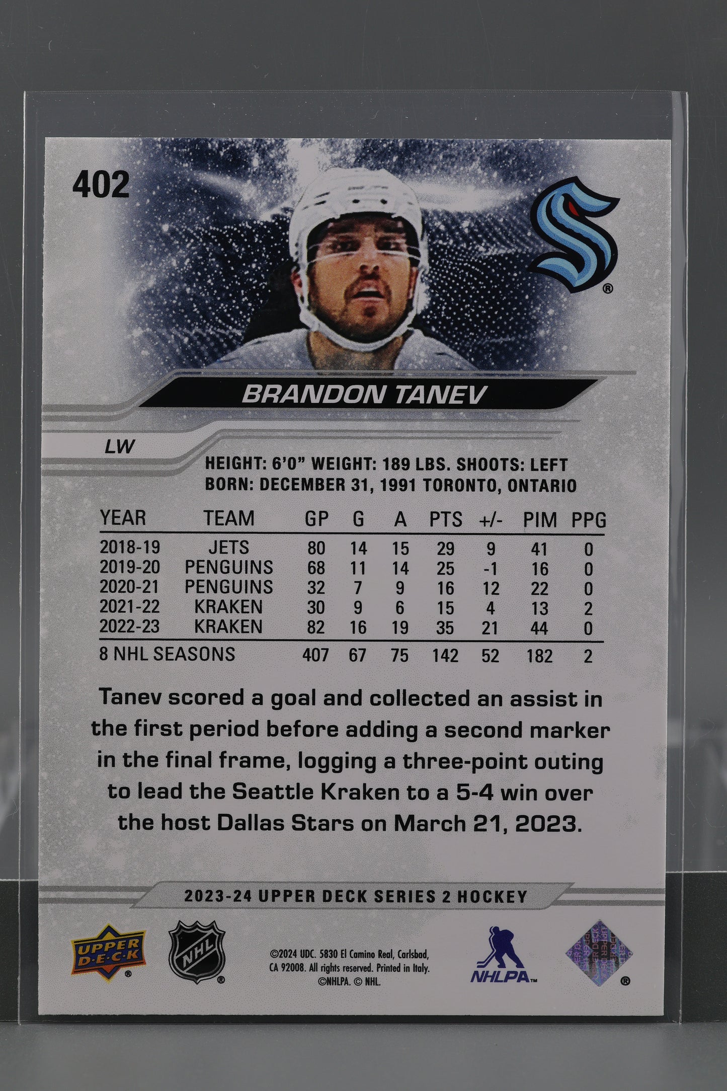 Brandon Tanev 2023 Upper Deck Series Two #402        Seattle Kraken