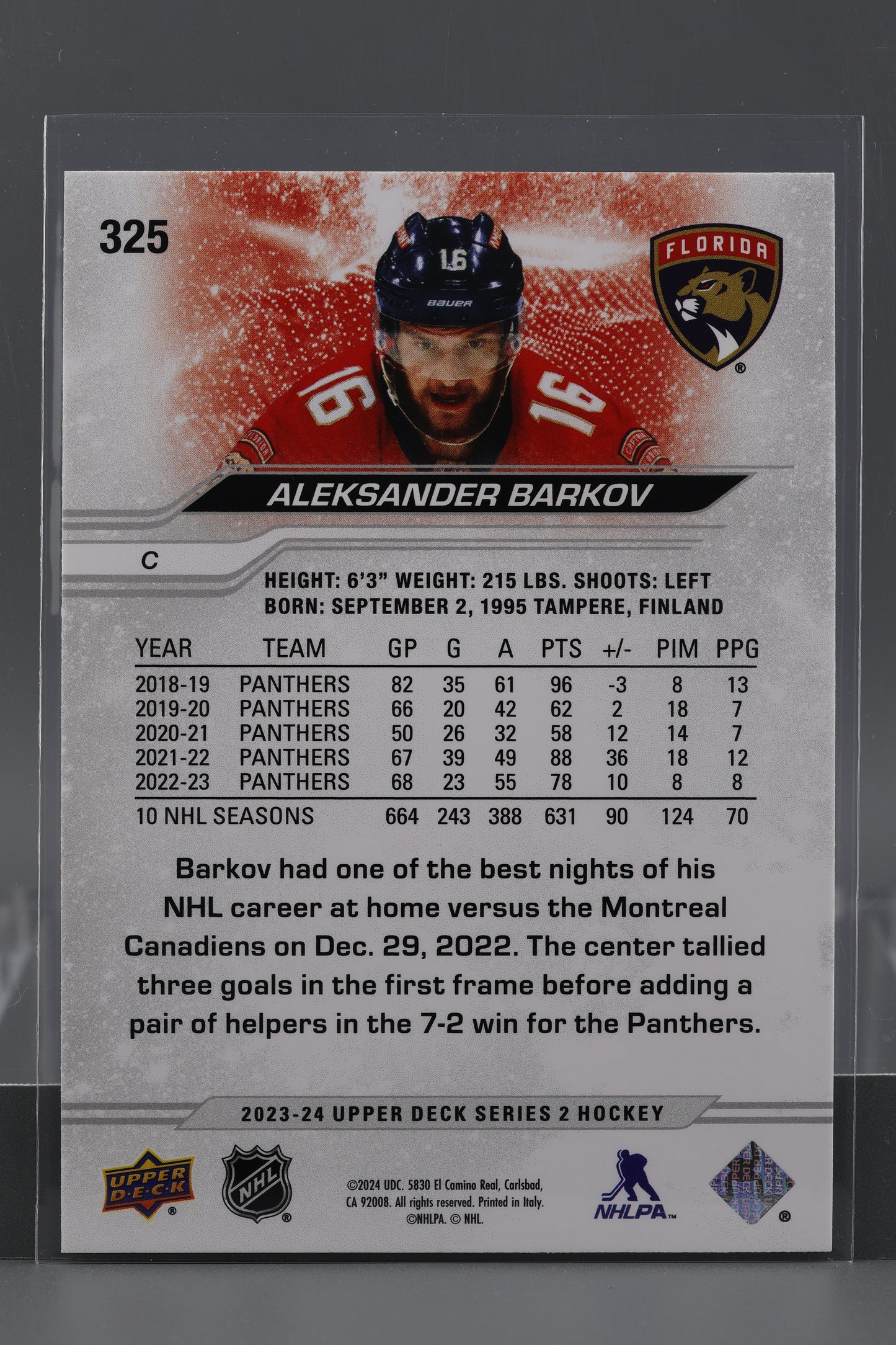 Aleksander Barkov 2023 Upper Deck Series Two #325        Florida Panthers