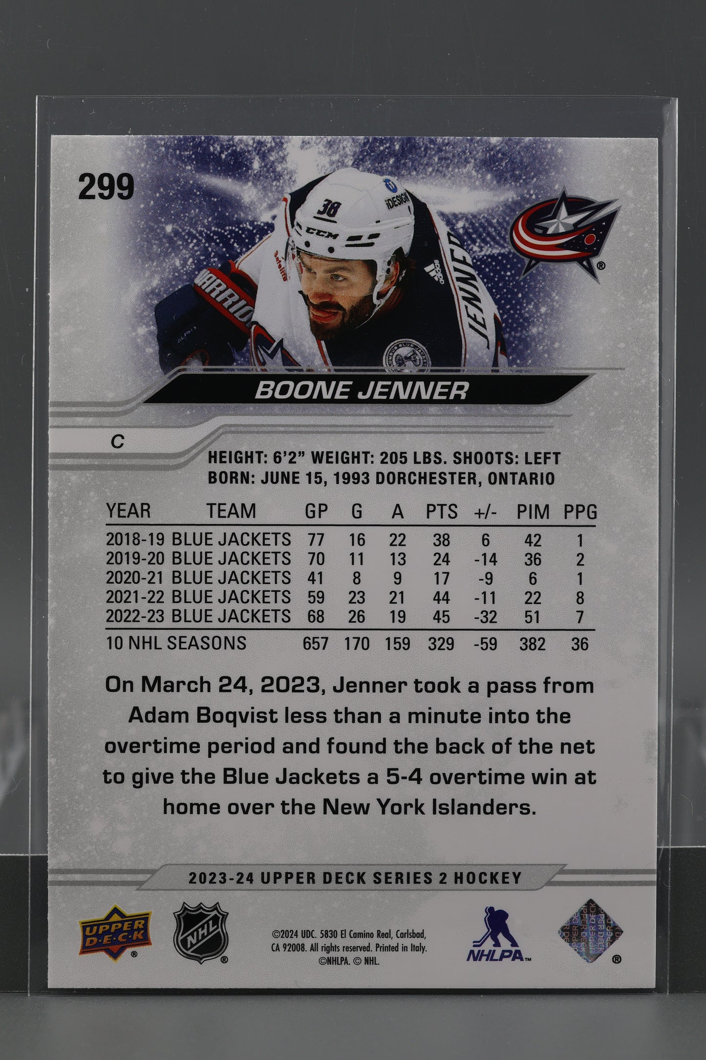 Boone Jenner 2023 Upper Deck Series Two #299        Columbus Blue Jackets