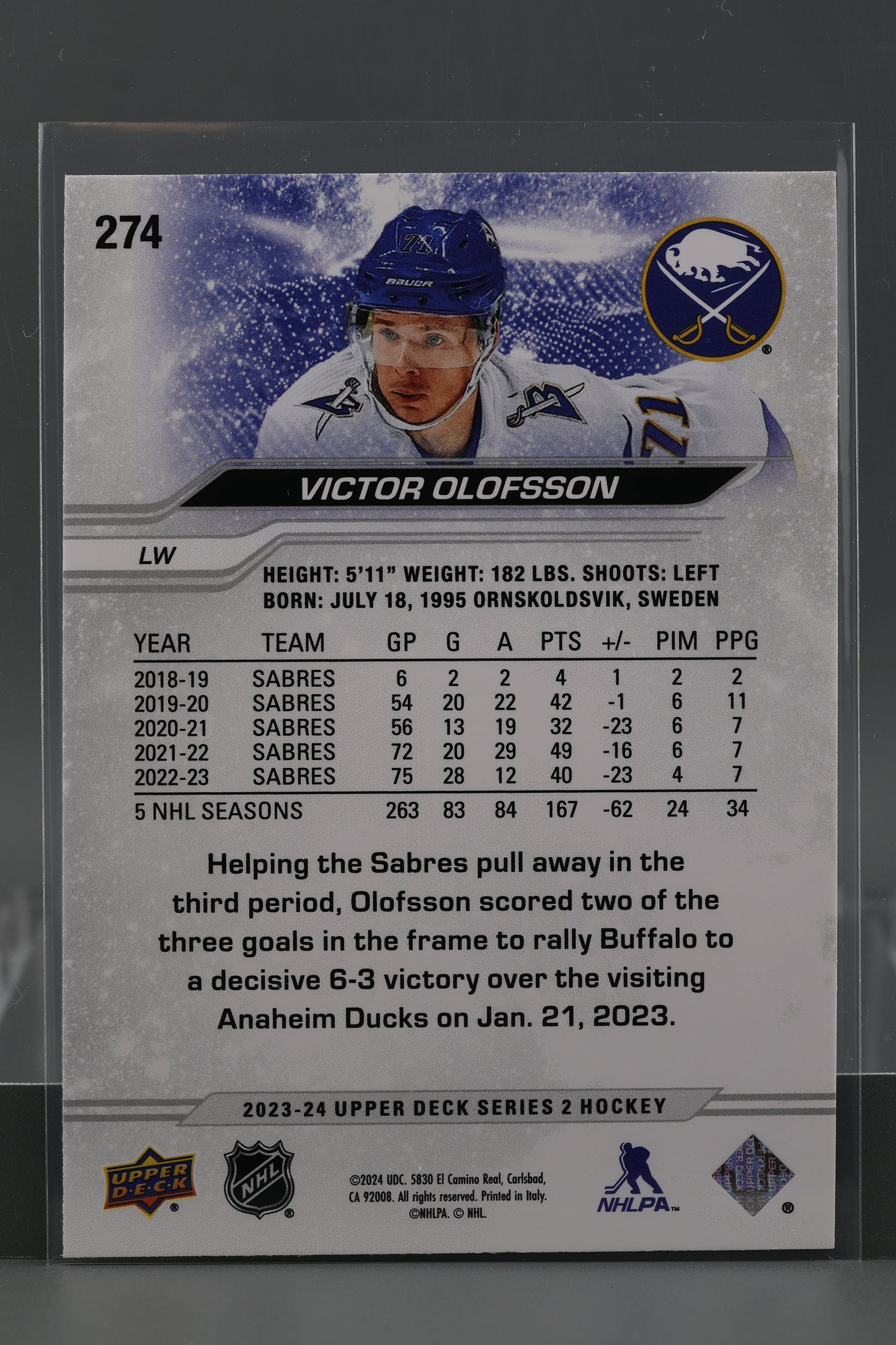 Victor Olofsson 2023 Upper Deck Series Two #274        Buffalo Sabres