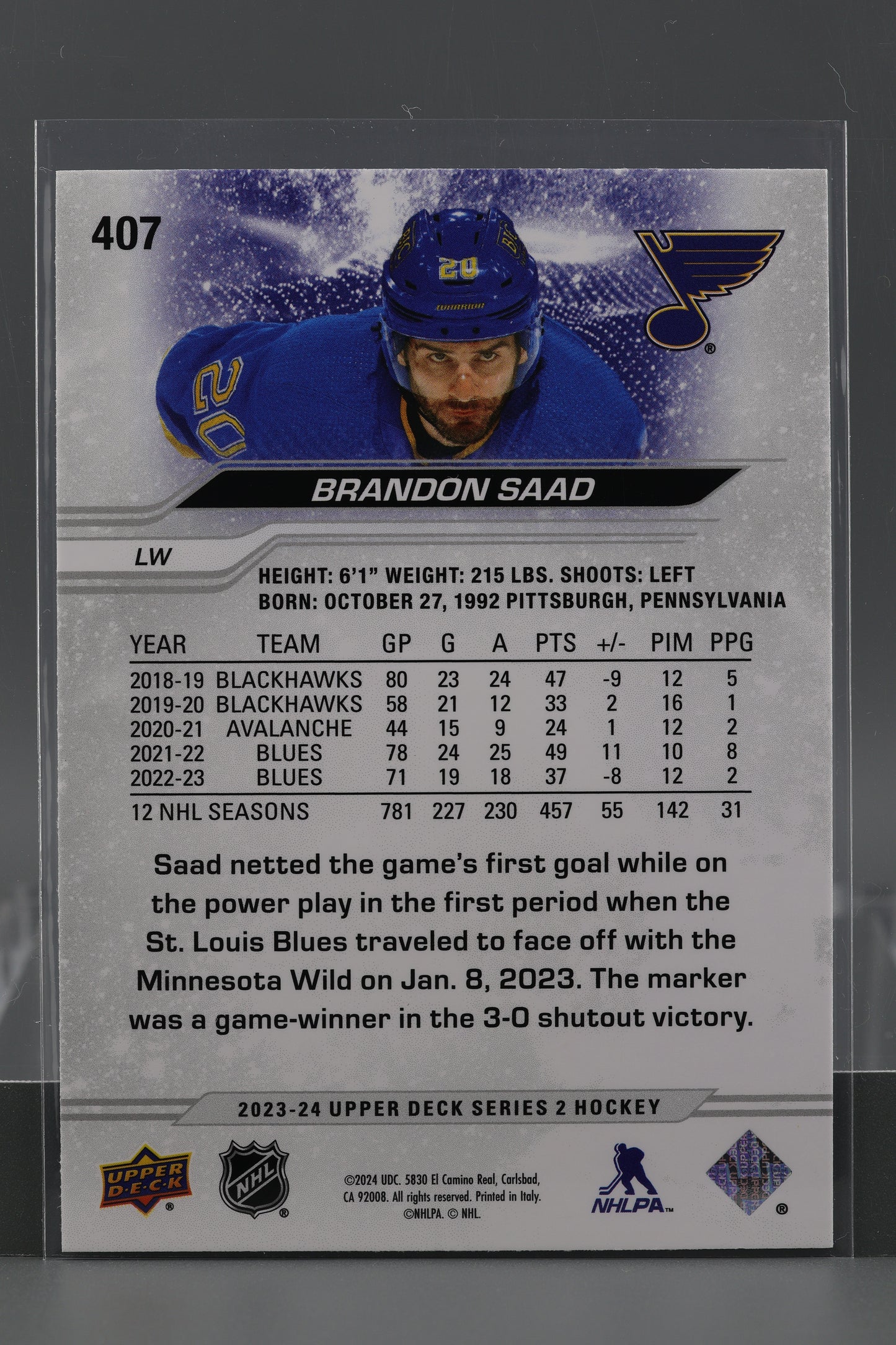 Brandon Saad 2023 Upper Deck Series Two #407        St. Louis Blues