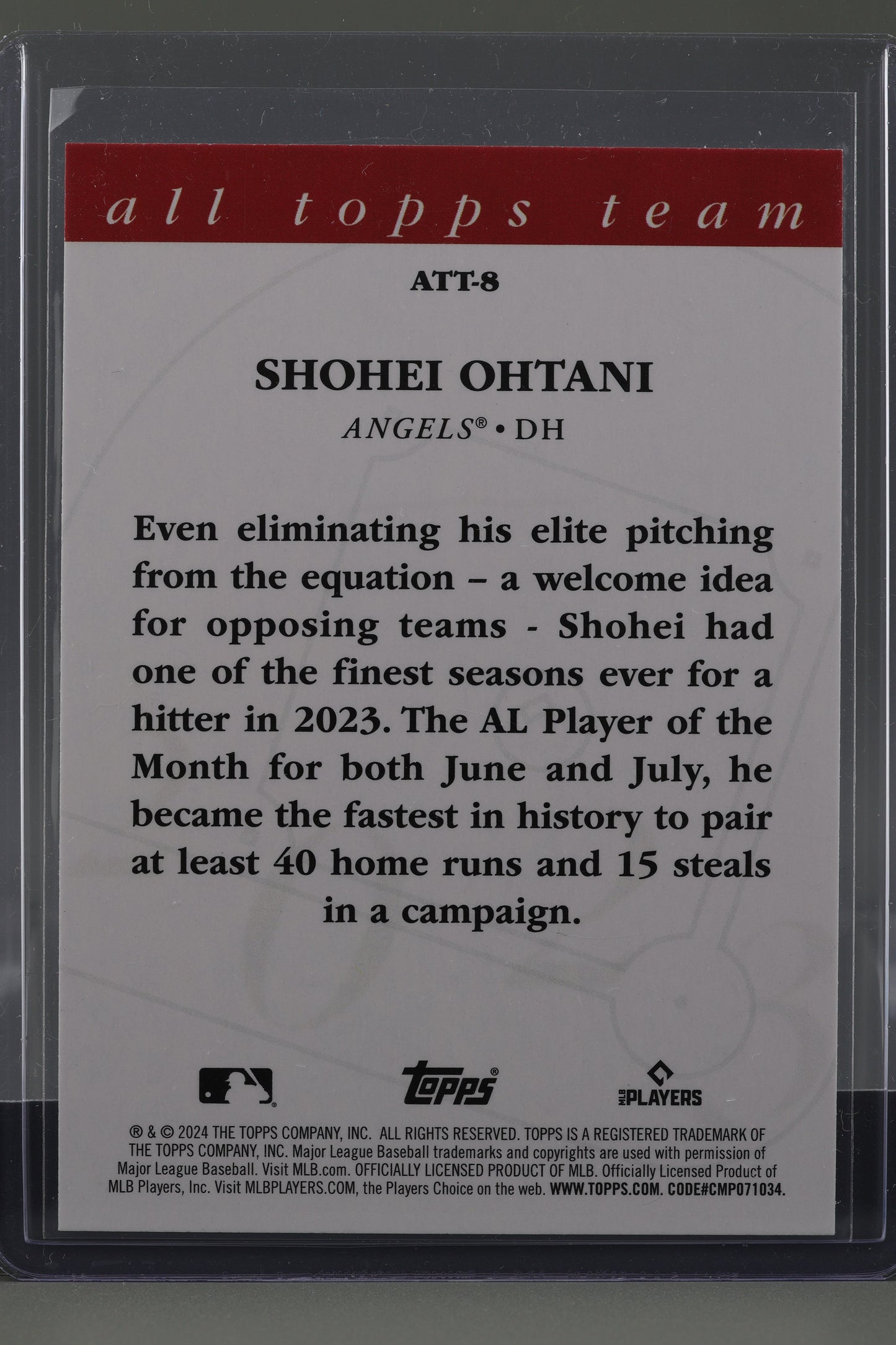 Shohei Ohtani 2024 2023 All Topps Team  #ATT-8        Los Angeles Angels