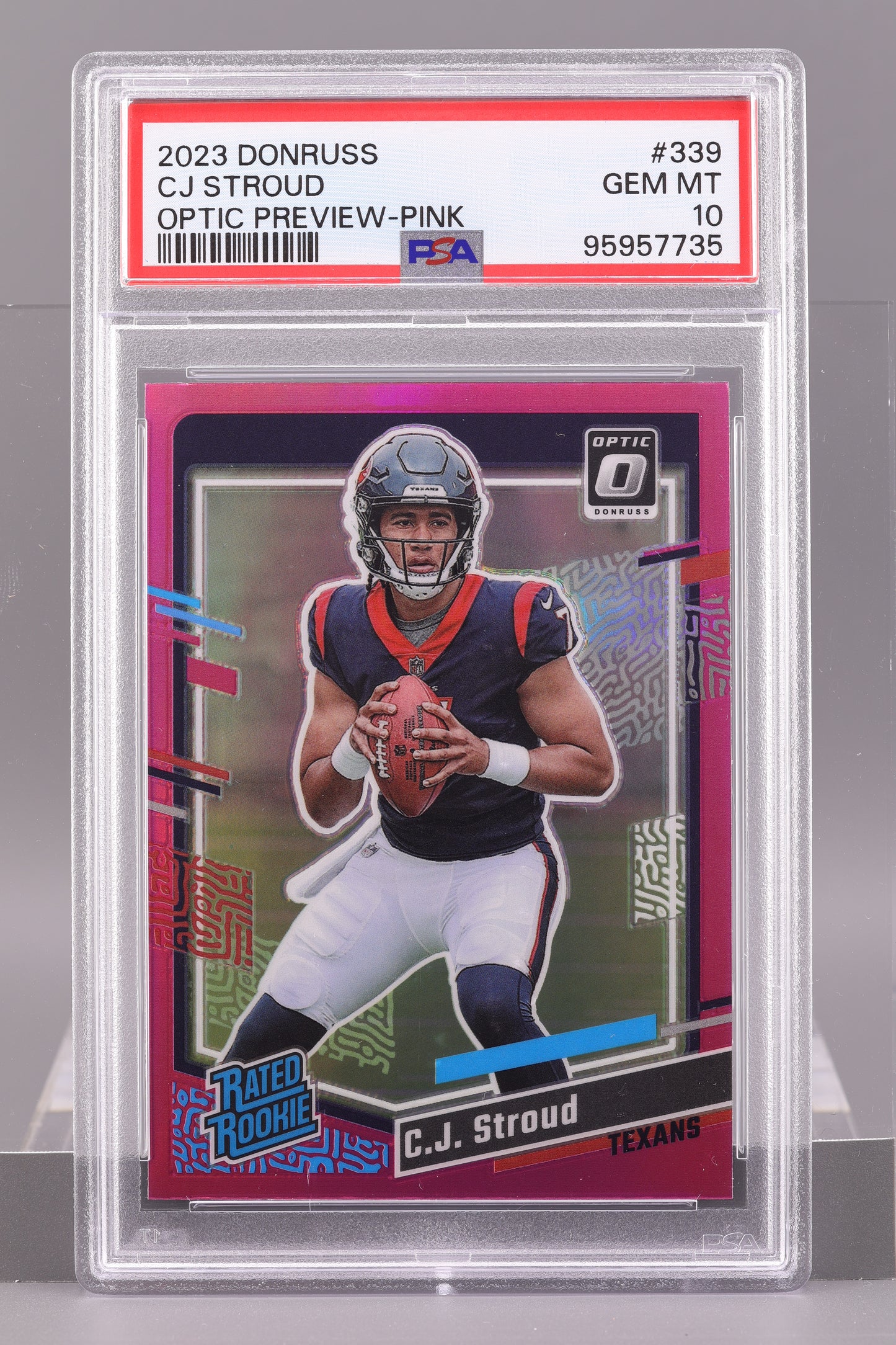 CJ Stroud 2023 Panini Donruss #339 Optic Preview Pink PSA 10 Rated Rookie