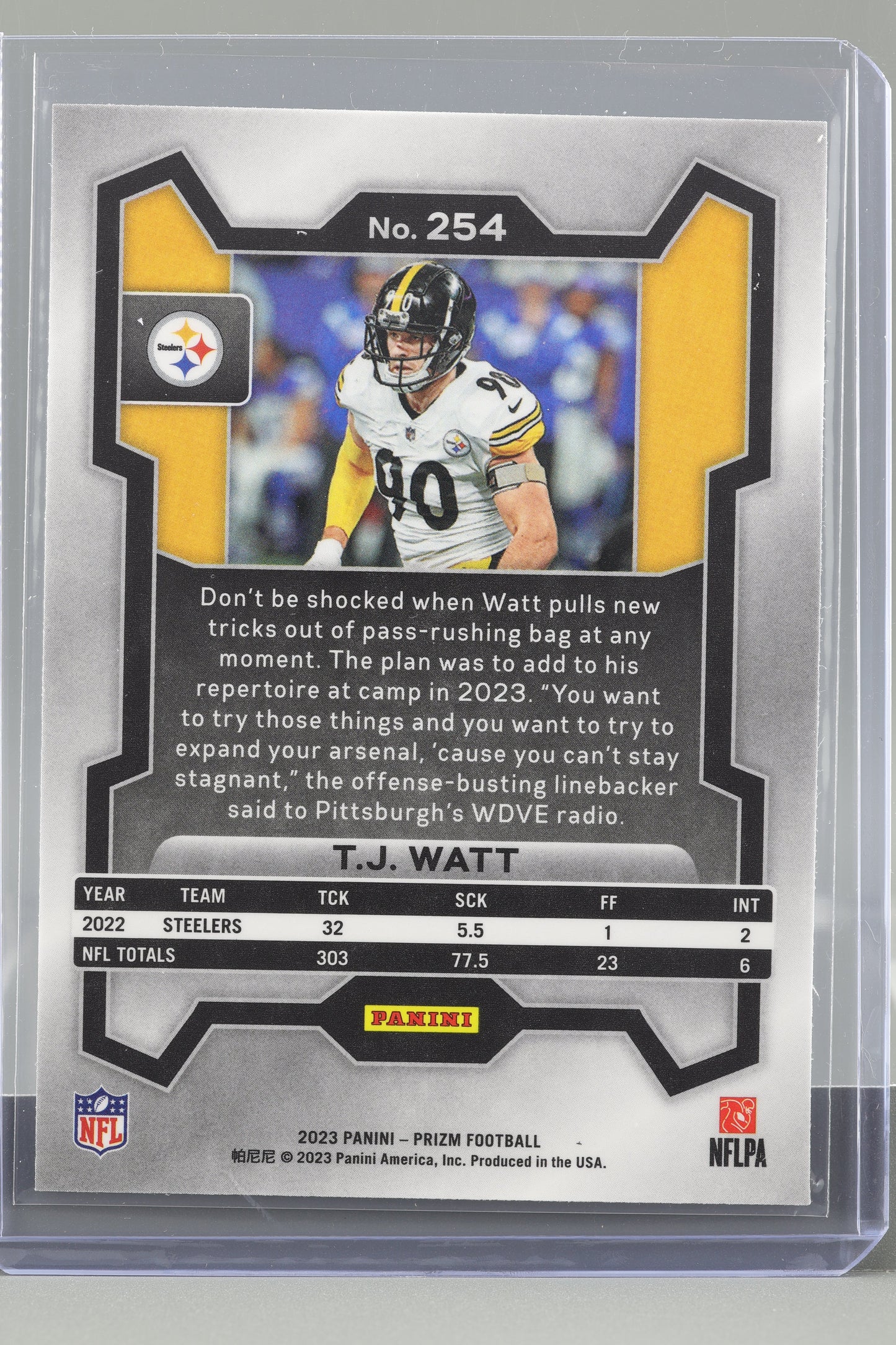 T.J. Watt 2023 Panini Prizm  #254        Pittsburgh Steelers