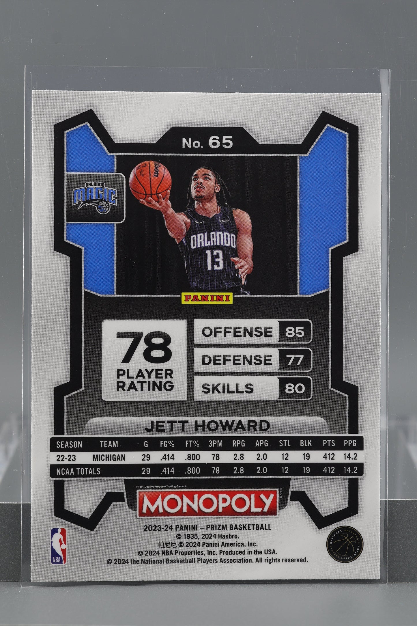 Jett Howard 2023-24 Panini Prizm Monopoly  #65        Orlando Magic