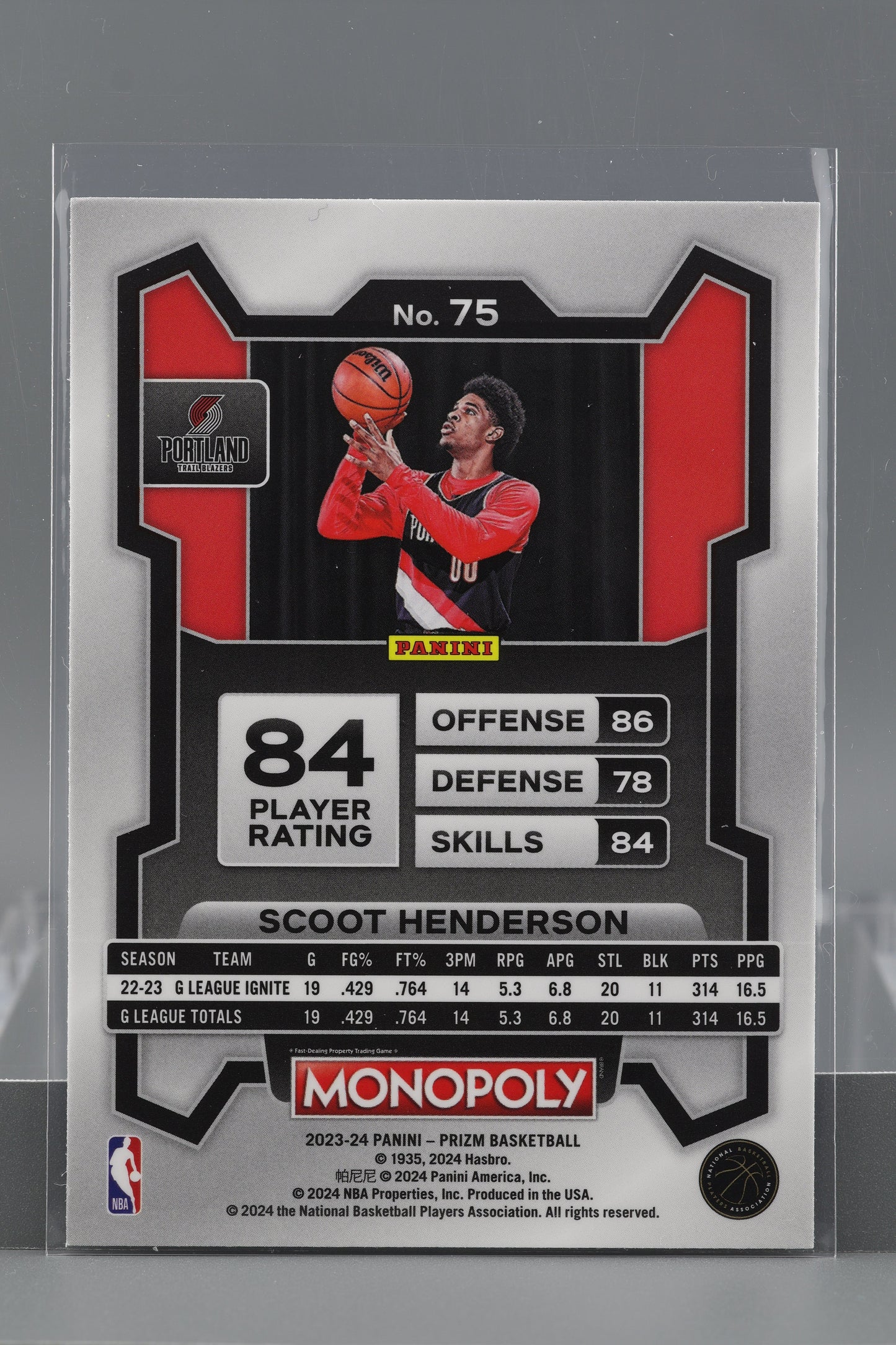 Scoot Henderson 2023-24 Panini Prizm Monopoly  #75        Portland Trail Blazers