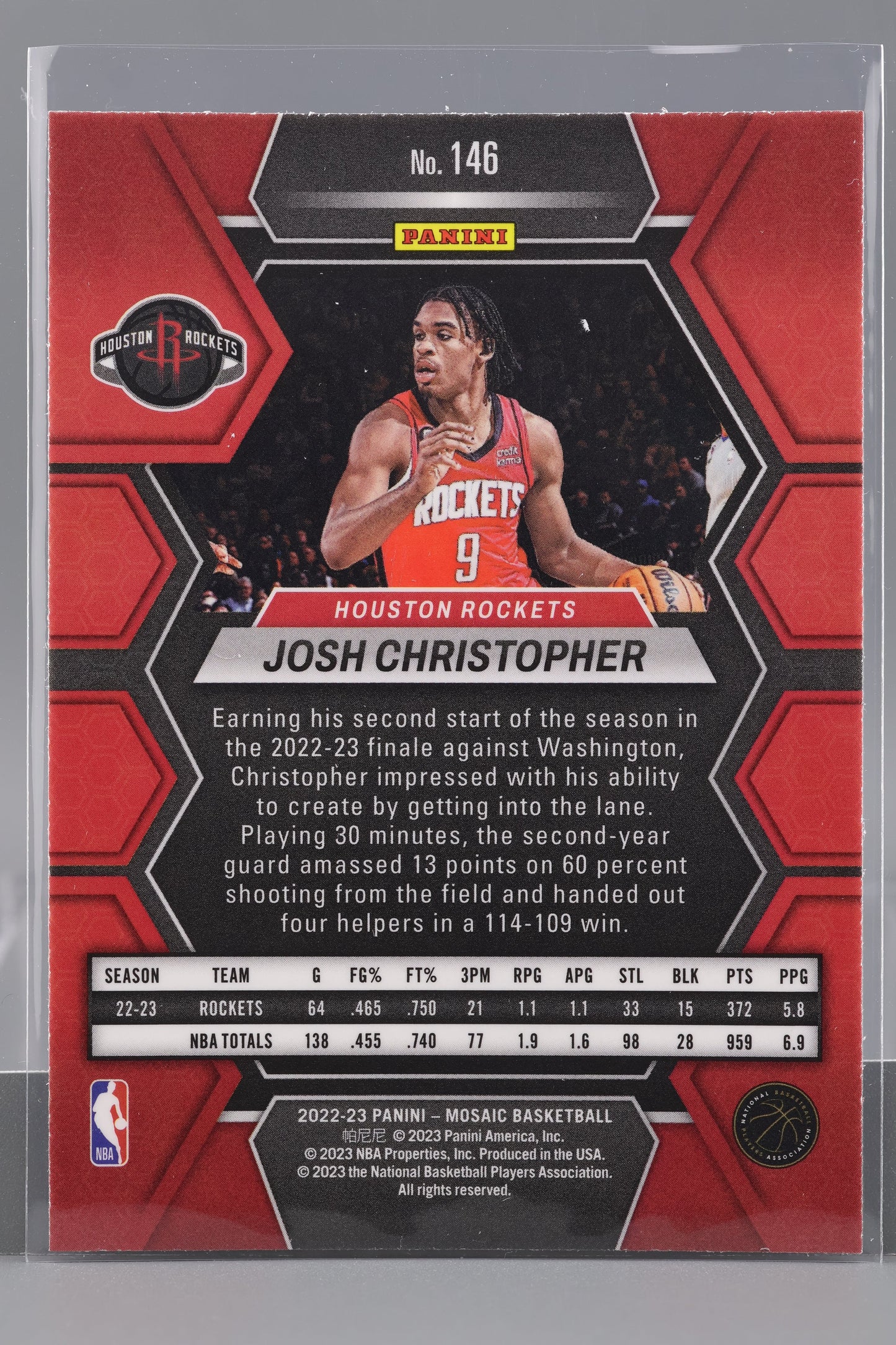 Josh Christopher 2022-23 Panini Mosaic  #146        Houston Rockets