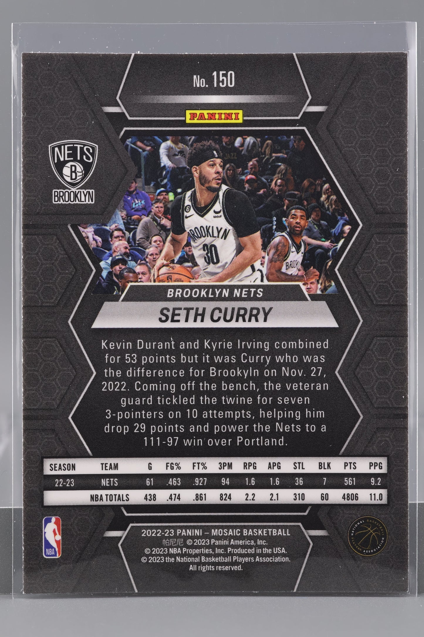 Seth Curry 2022-23 Panini Mosaic  #150        Brooklyn Nets