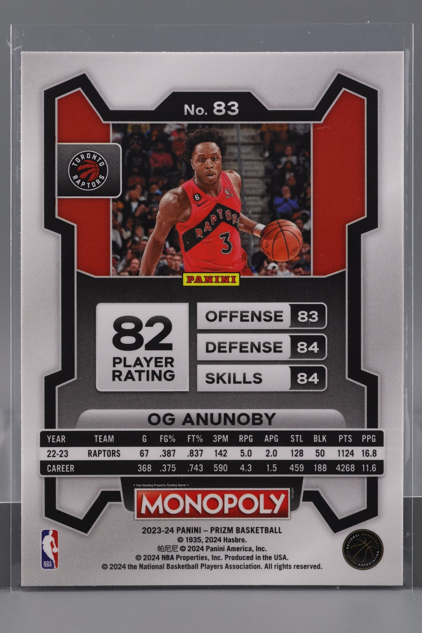 OG Anunoby 2023-24 Panini Prizm Monopoly  #83        Toronto Raptors