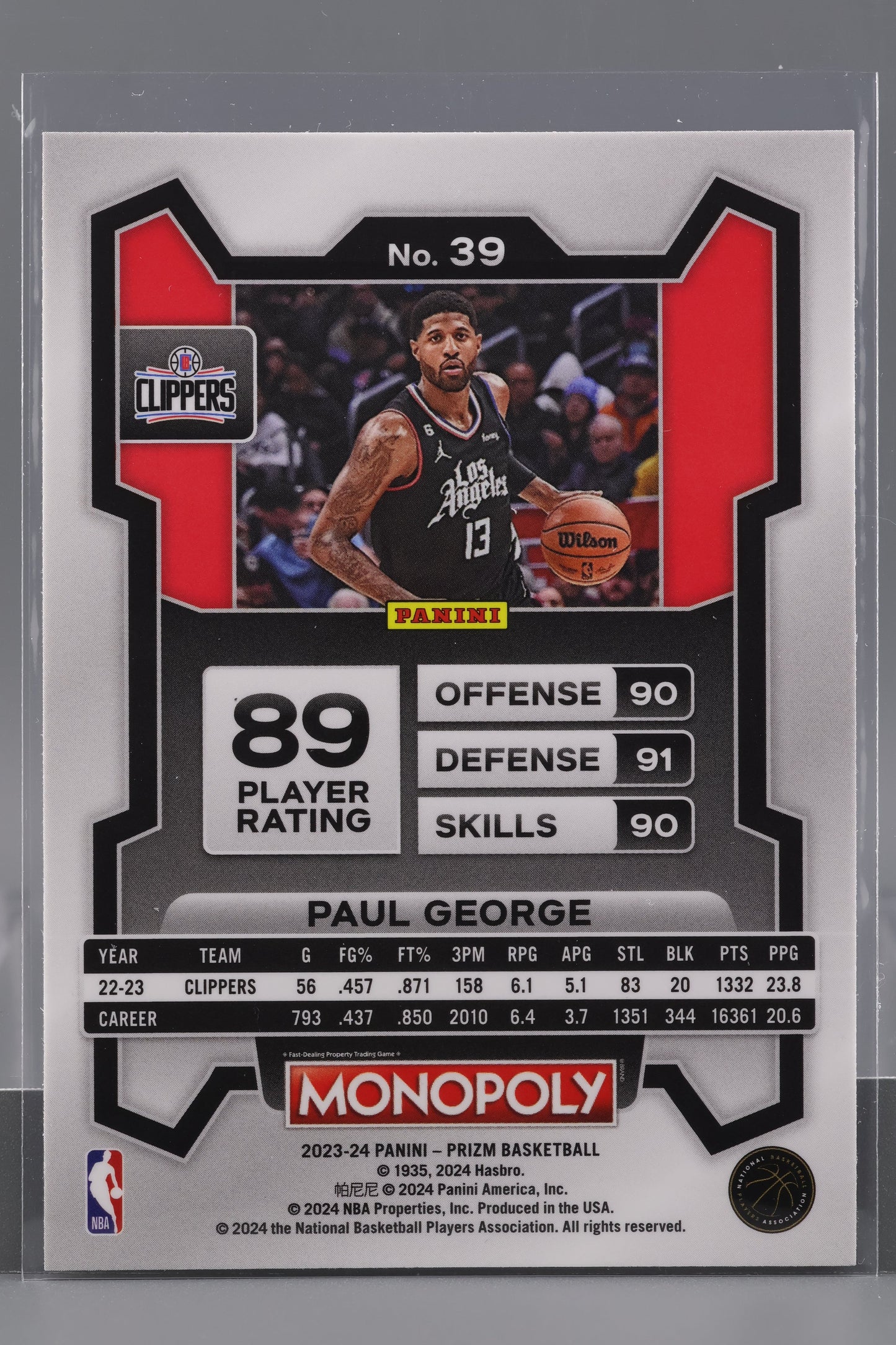 Paul George 2023-24 Panini Prizm Monopoly  #39        Los Angeles Clippers