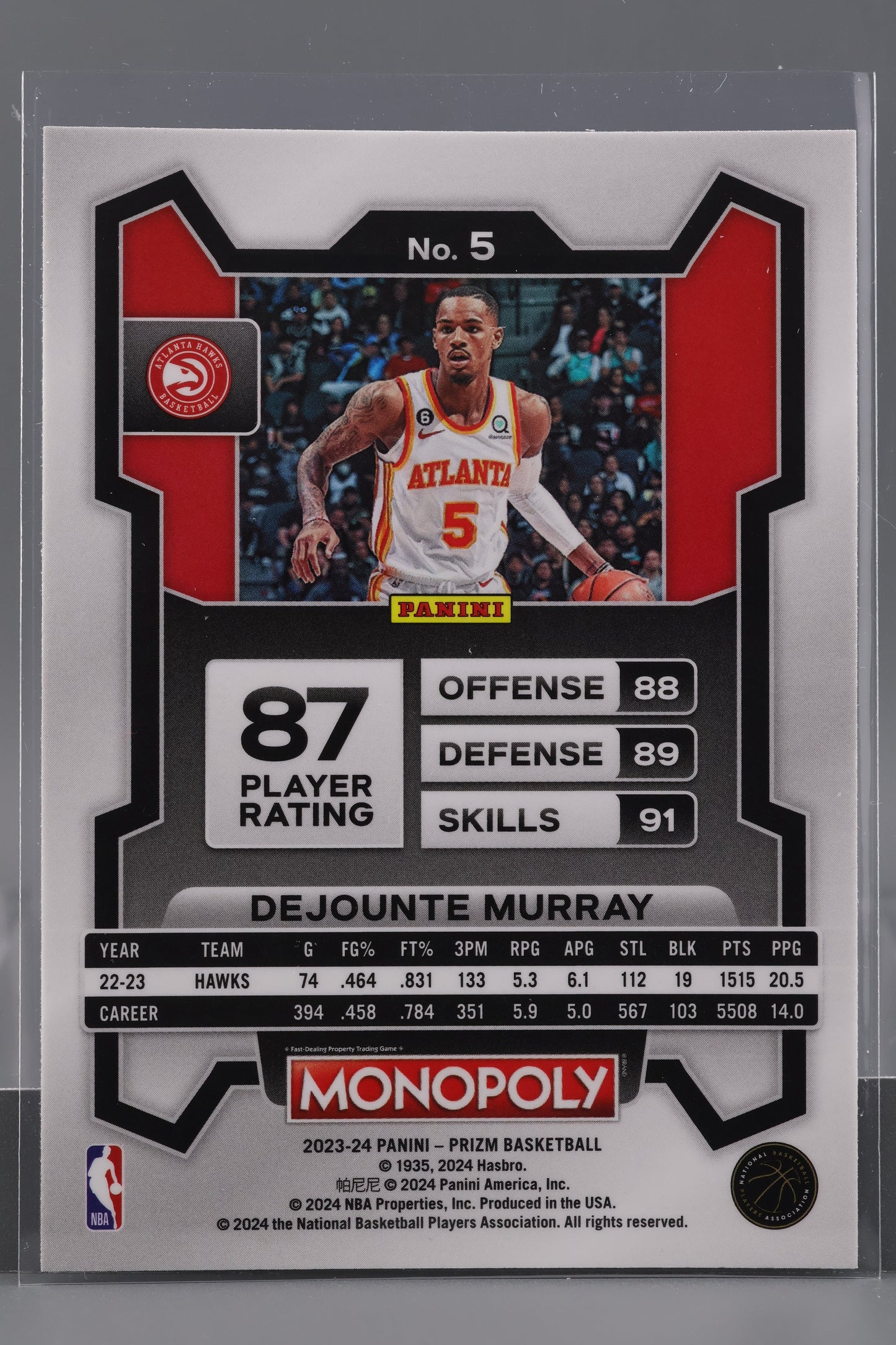 Dejounte Murray 2023-24 Panini Prizm Monopoly  #5        Atlanta Hawks