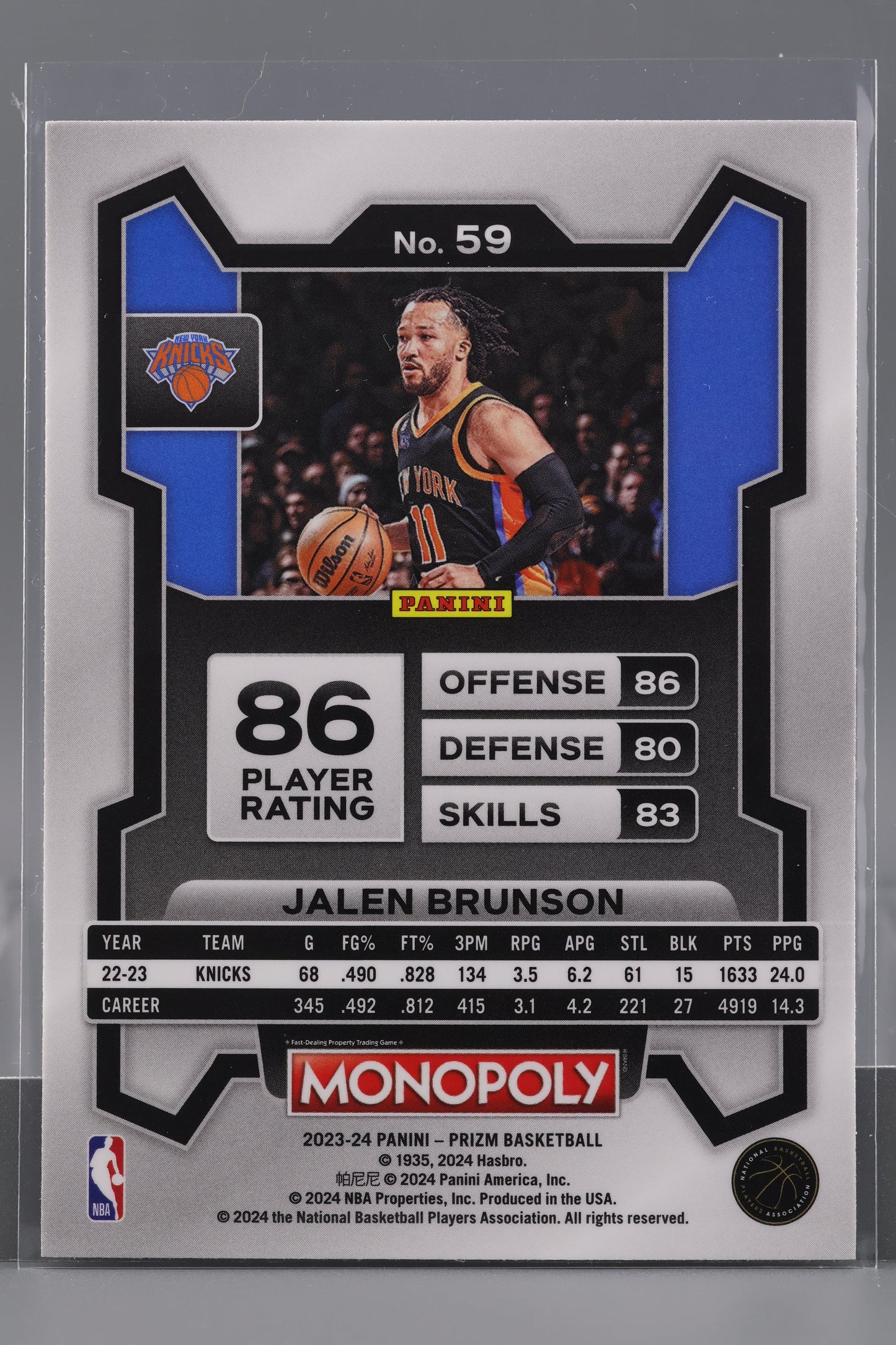 Jalen Brunson 2023-24 Panini Prizm Monopoly  #59        New York Knicks