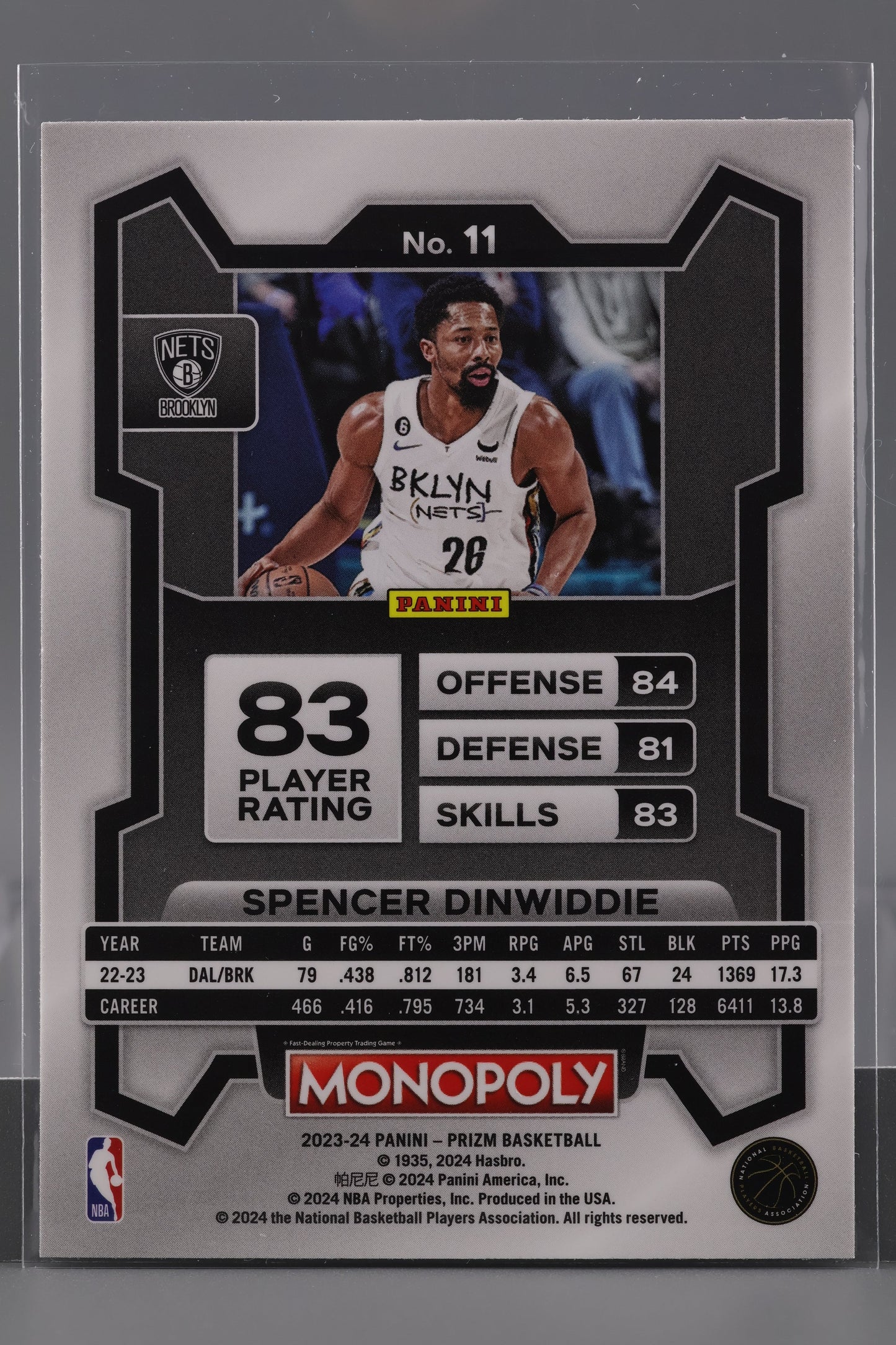 Spencer Dinwiddie 2023-24 Panini Prizm Monopoly  #11        Brooklyn Nets