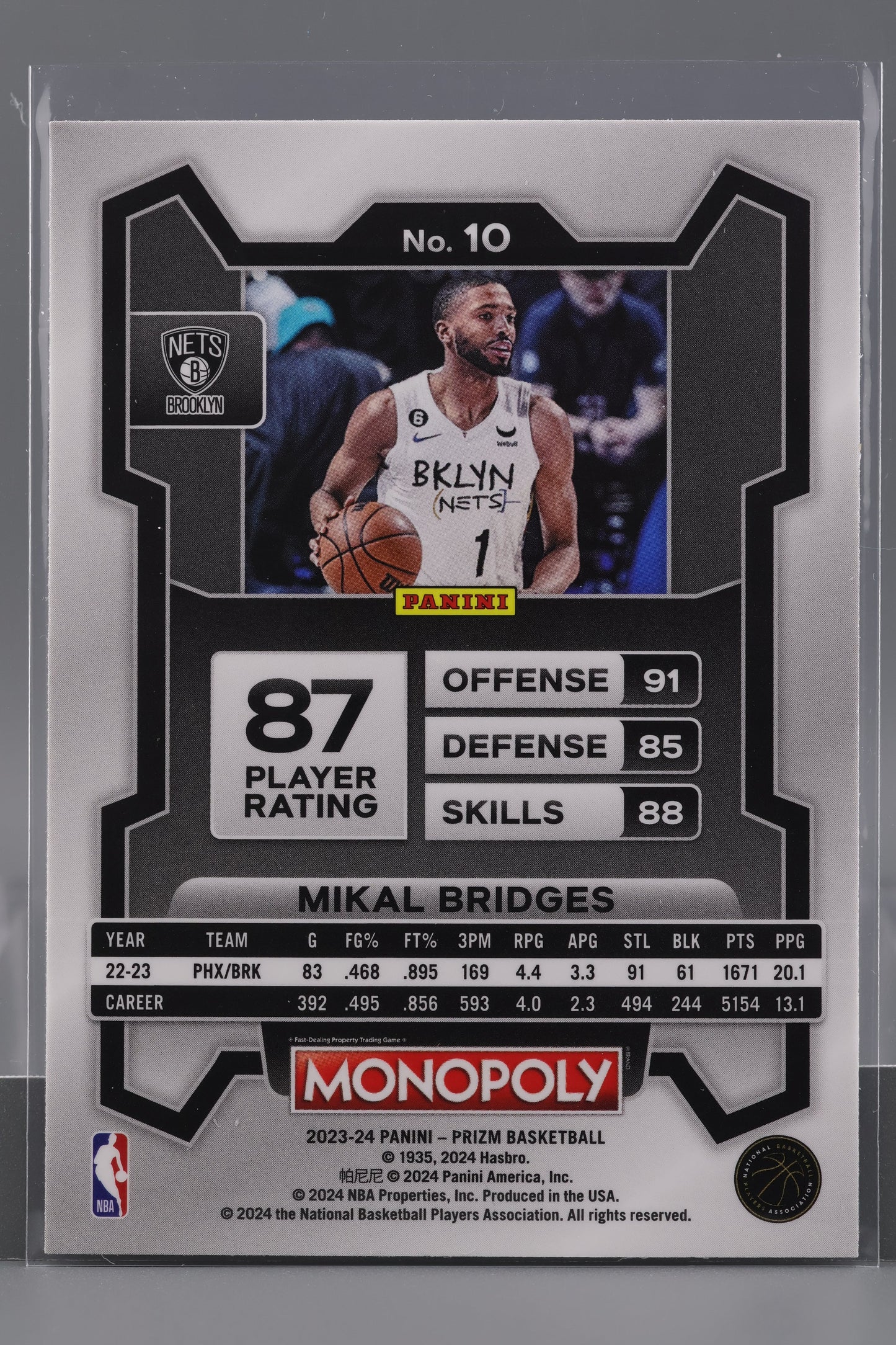 Mikal Bridges 2023-24 Panini Prizm Monopoly  #10        Brooklyn Nets