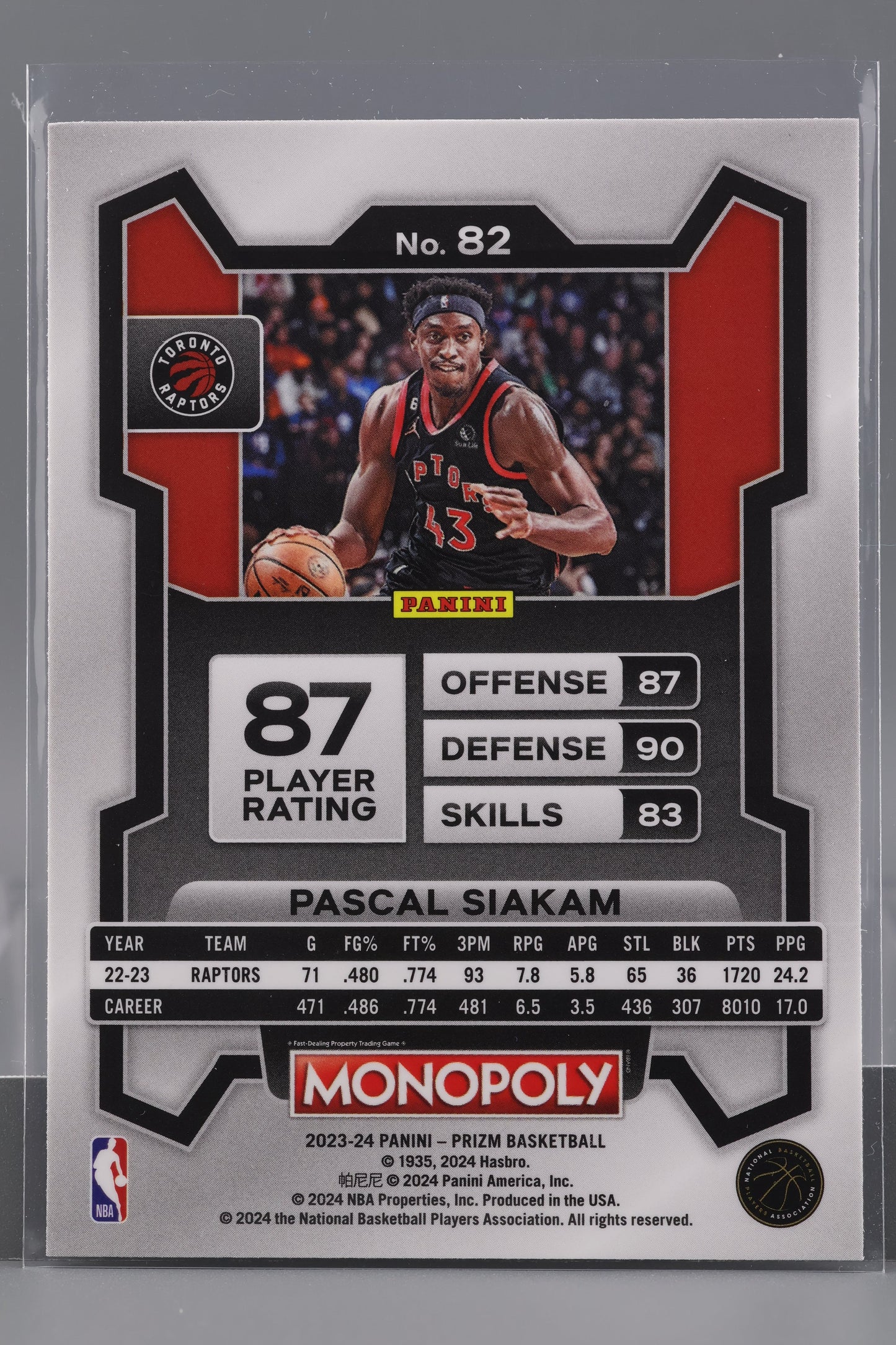 Pascal Siakam 2023-24 Panini Prizm Monopoly  #82        Toronto Raptors