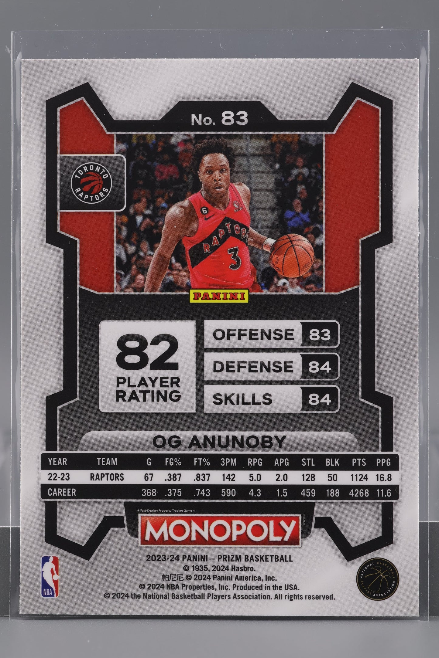 OG Anunoby 2023-24 Panini Prizm Monopoly  #83        Toronto Raptors