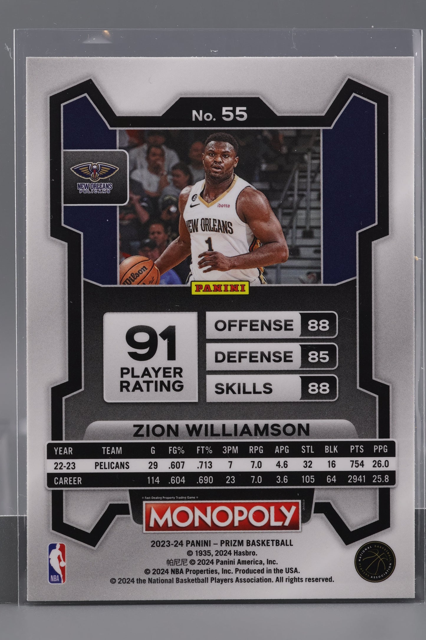 Zion Williamson 2023-24 Panini Prizm Monopoly  #55        New Orleans Pelicans