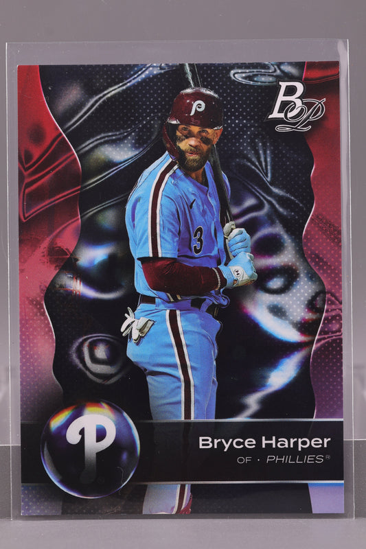 Bryce Harper 2023 Bowman Platinum #10     Noticeable curl on bottom left corner    Philadelphia Phillies