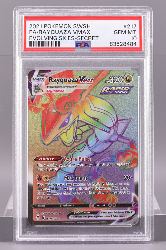 Rayquaza VMAX 2021 Evolving Skies #217 SWSH    PSA 10   Rainbow