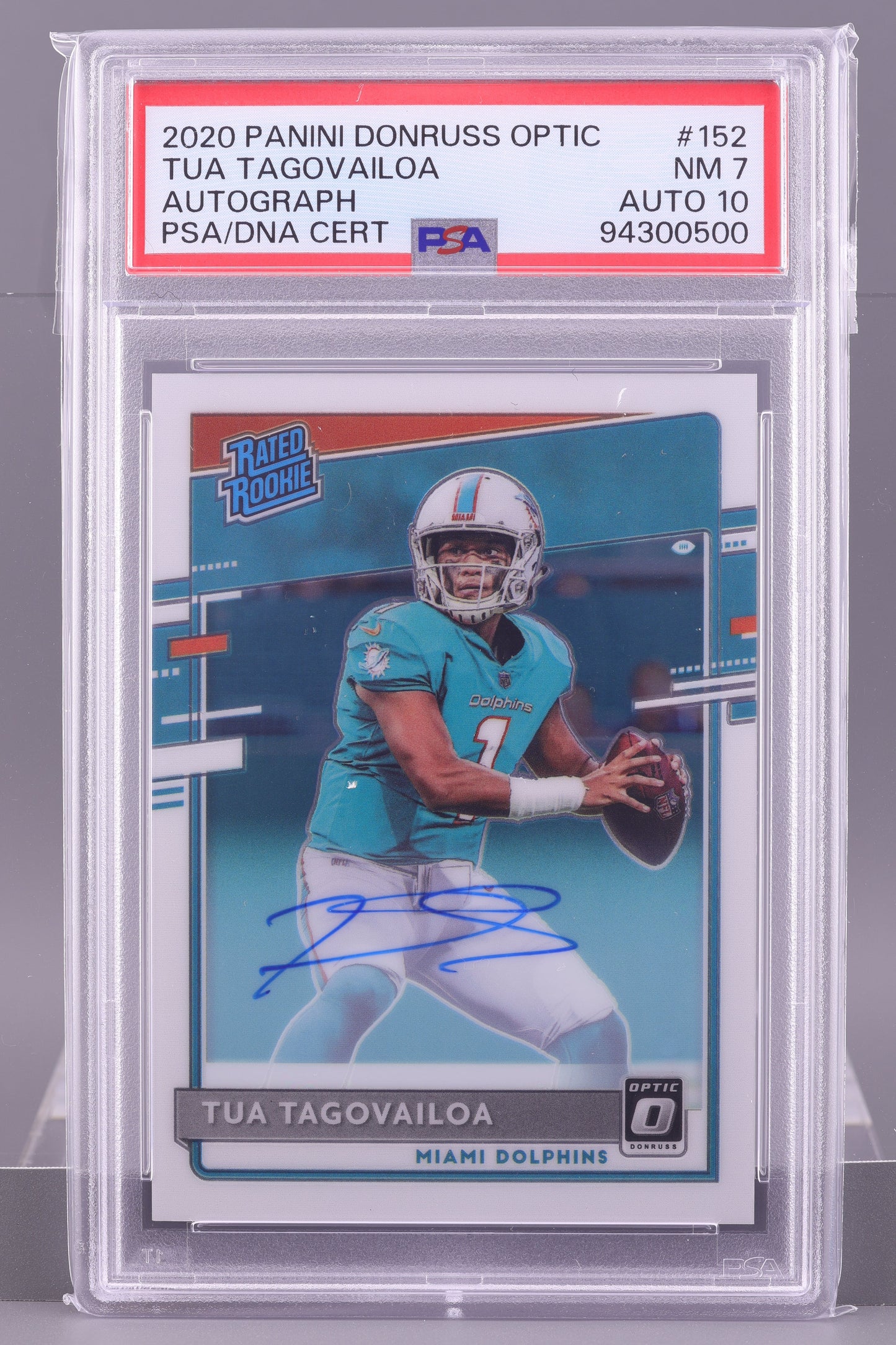 Tua Tagovailoa 2020 Donruss Optic Rated Rookies Autographs  #152 030/150 PSA 7/Auto 10 Miami Dolphins