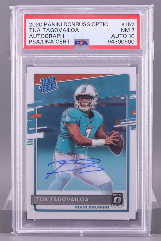 Tua Tagovailoa 2020 Donruss Optic Rated Rookies Autographs  #152 030/150 PSA 7/Auto 10 Miami Dolphins