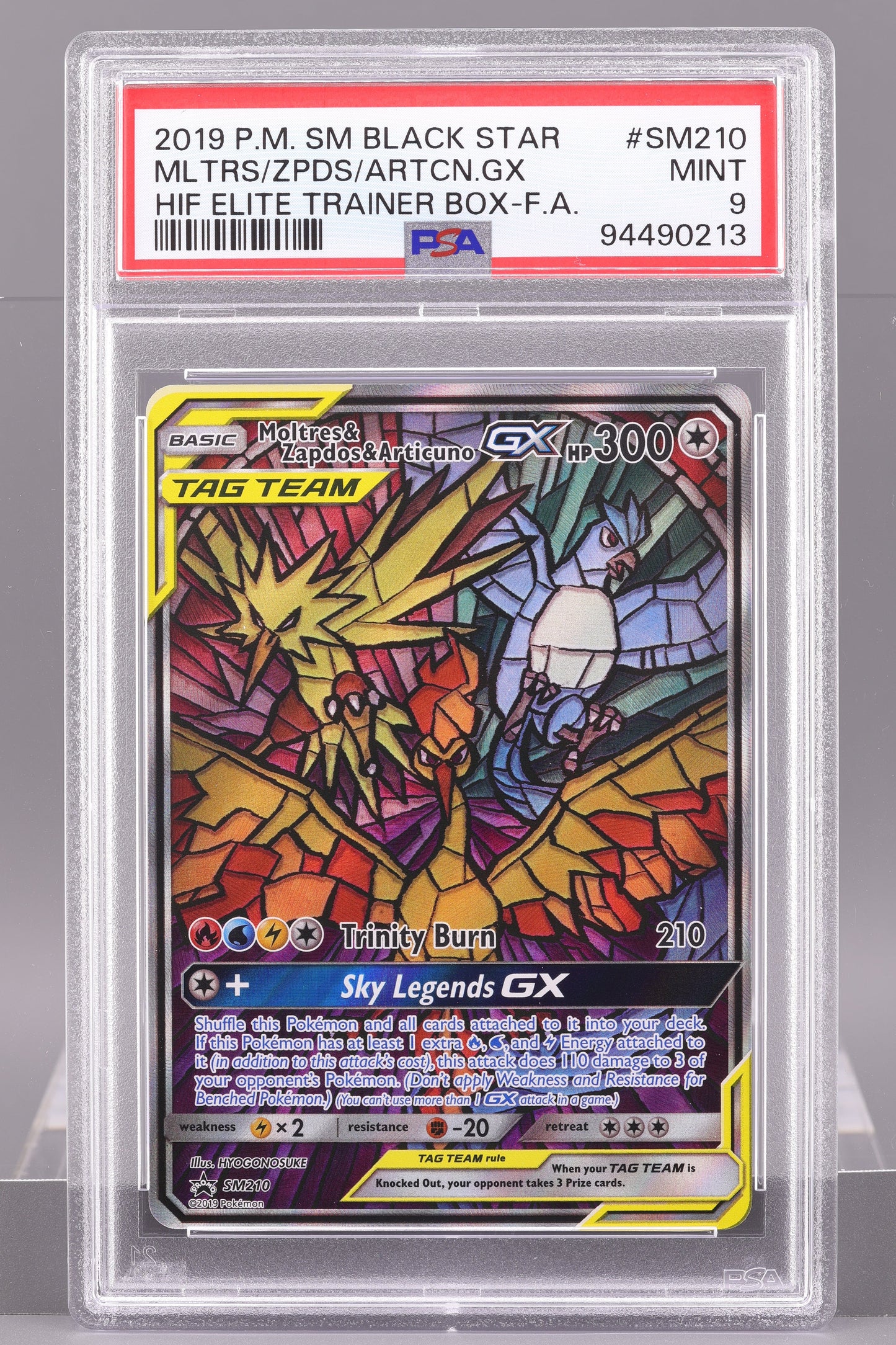 Moltres & Zapdos & Articuno 2019 Hidden Fates ETB  #SM210    PSA 9   Black Star Promo