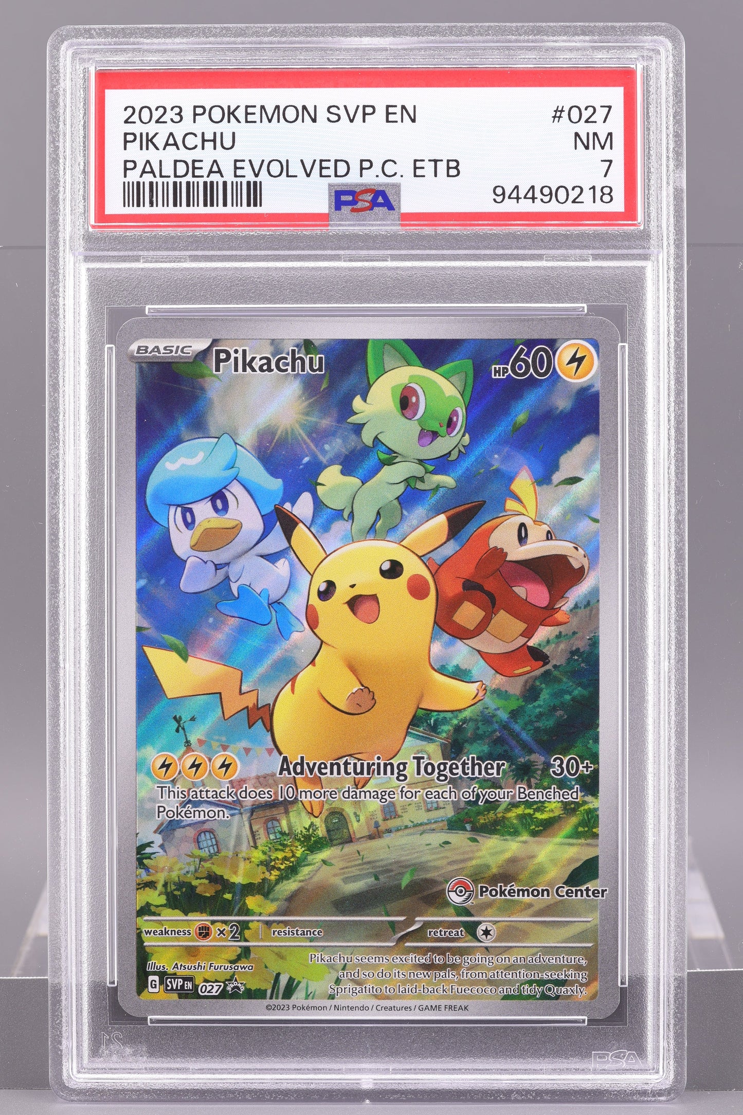 Pikachu 2023 Paldea Evolved Pokemon Center ETB  #27    PSA 7   Black Star Promo