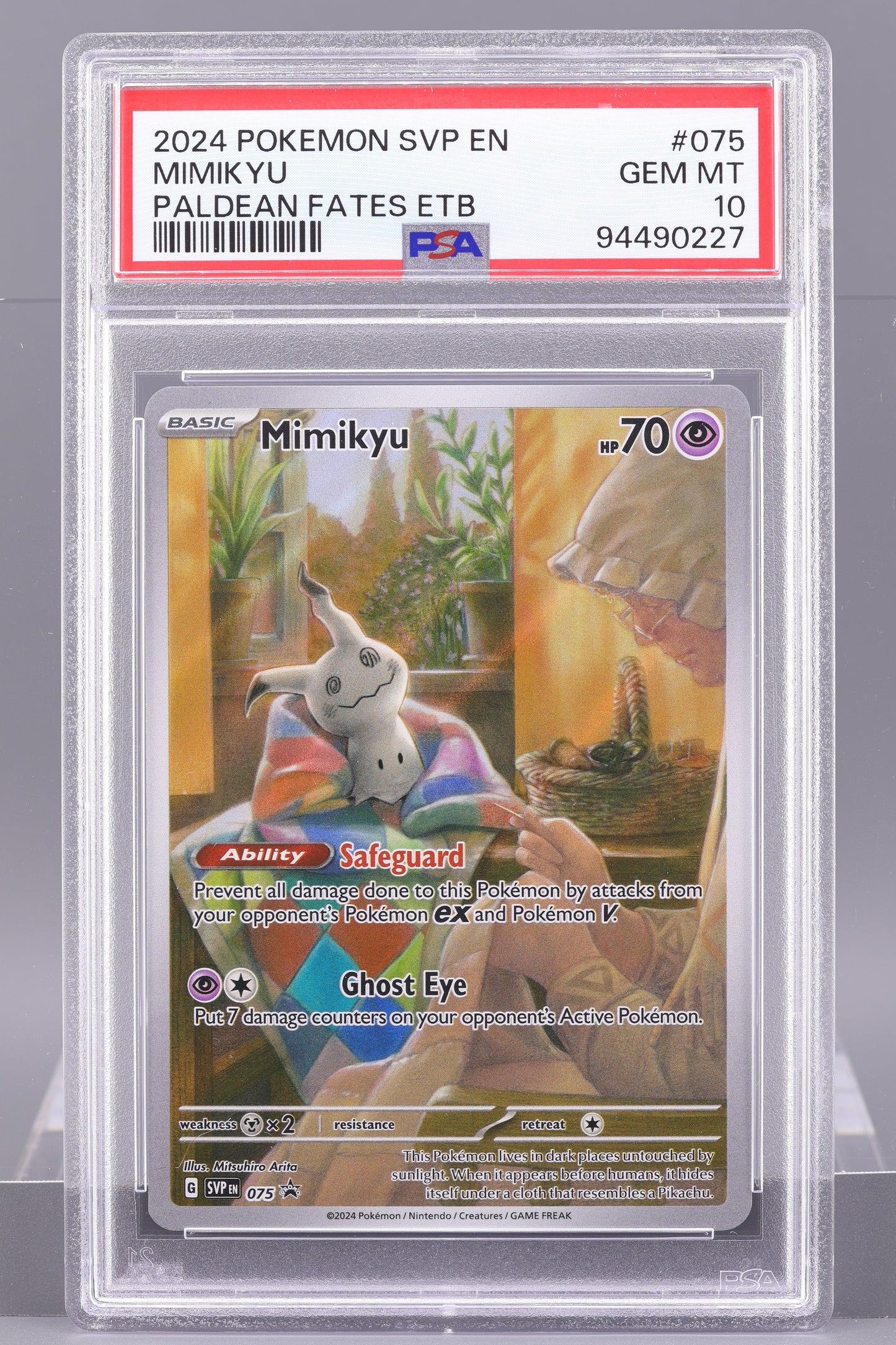 Mimikyu 2024 Paldean Fates ETB  #75    PSA 10   Black Star Promo