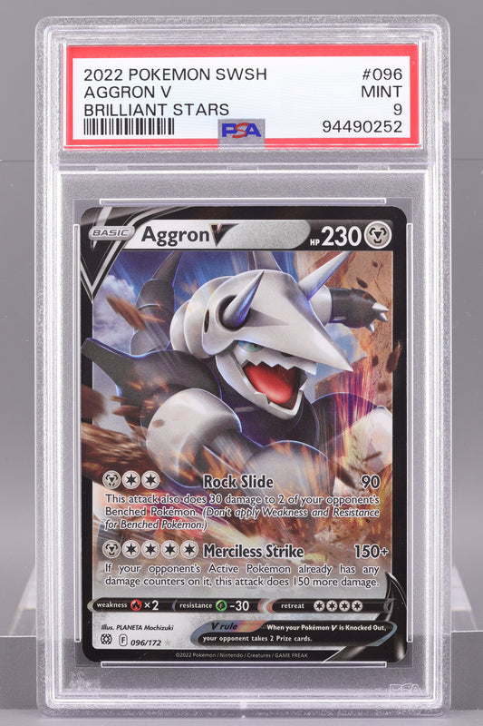 Aggron V 2022 Brilliant Stars Sword & Shield #96    PSA 9