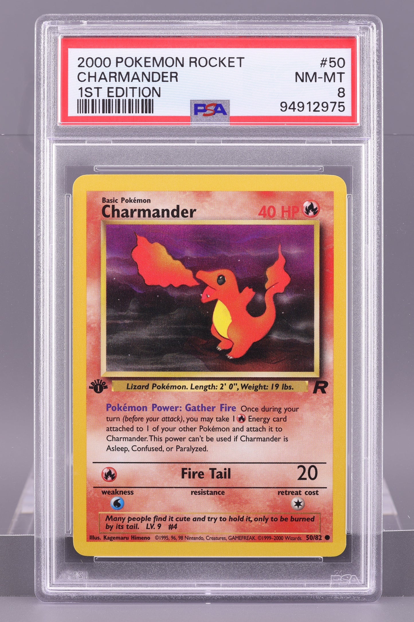 Charmander 2000 Team Rocket  #50    PSA 8   1st Edition