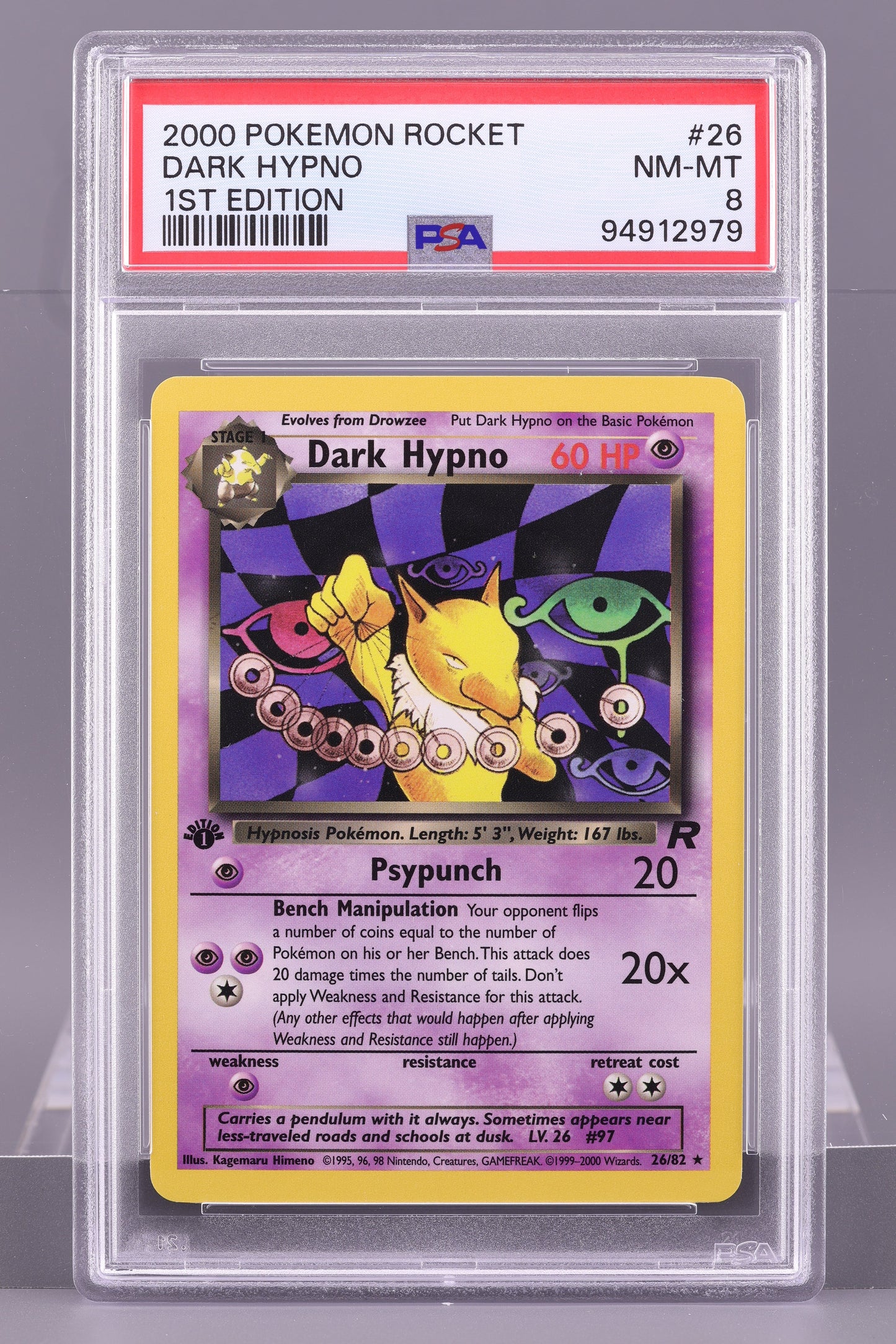 Dark Hypno 2000  Team Rocket  #26    PSA 8