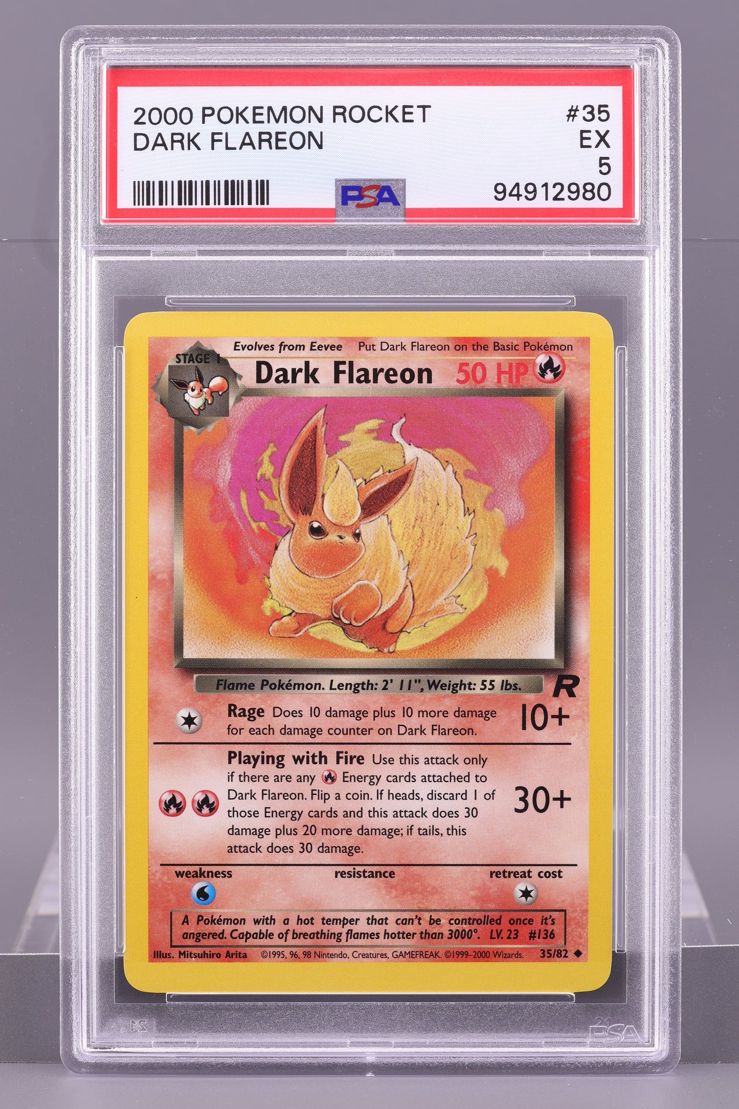 Dark Flareon 2000  Team Rocket  #35    PSA 5