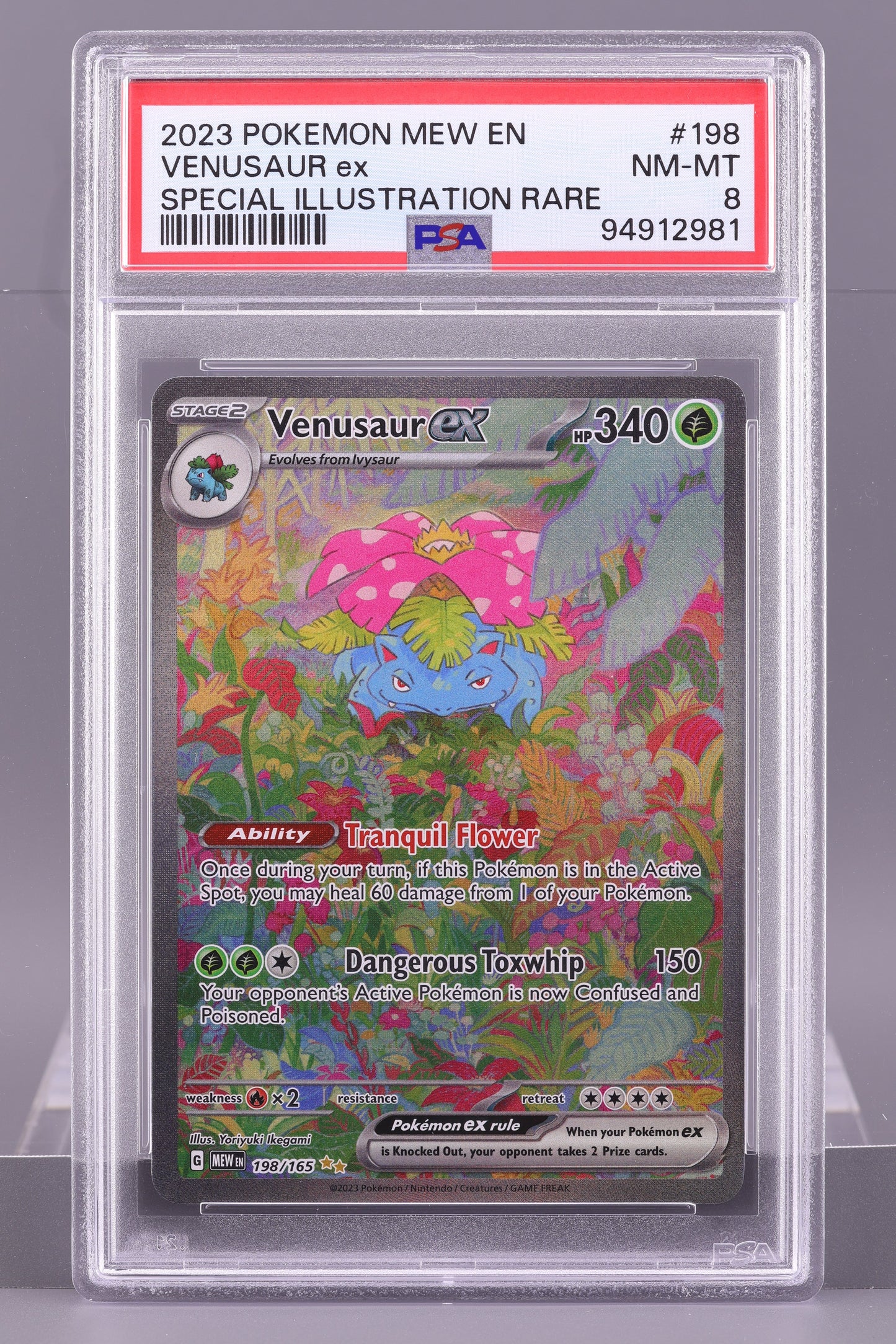 Venusaur EX 2023 Scarlet & Violet 151 MEW EN #198    PSA 8  Special Illustration Rare